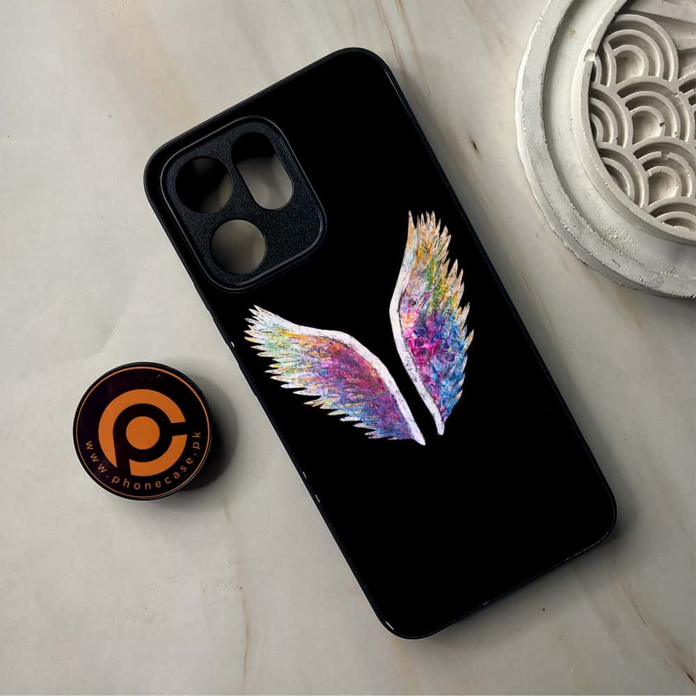 Oppo Reno 14F - Angel Wings Series - Premium Metal Printed Soft Bumper Shockproof Case