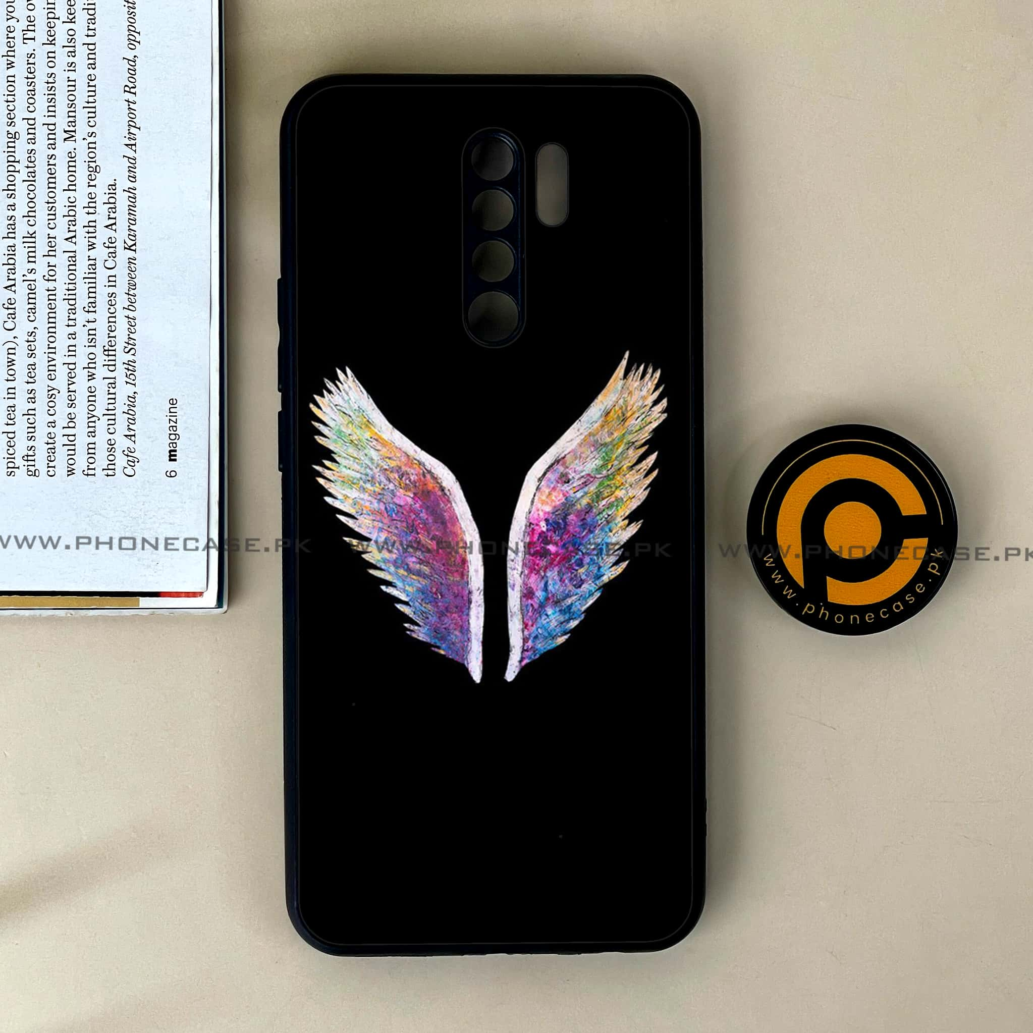 Xiaomi Redmi 9 - Angel Wings Series - Premium Printed Glass soft Bumper shock Proof Case