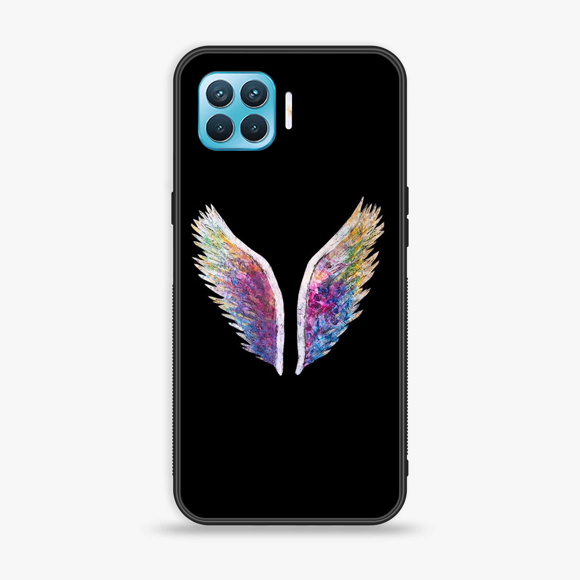 Oppo F17 - Angel Wings Series - Premium Printed Glass soft Bumper shock Proof Case