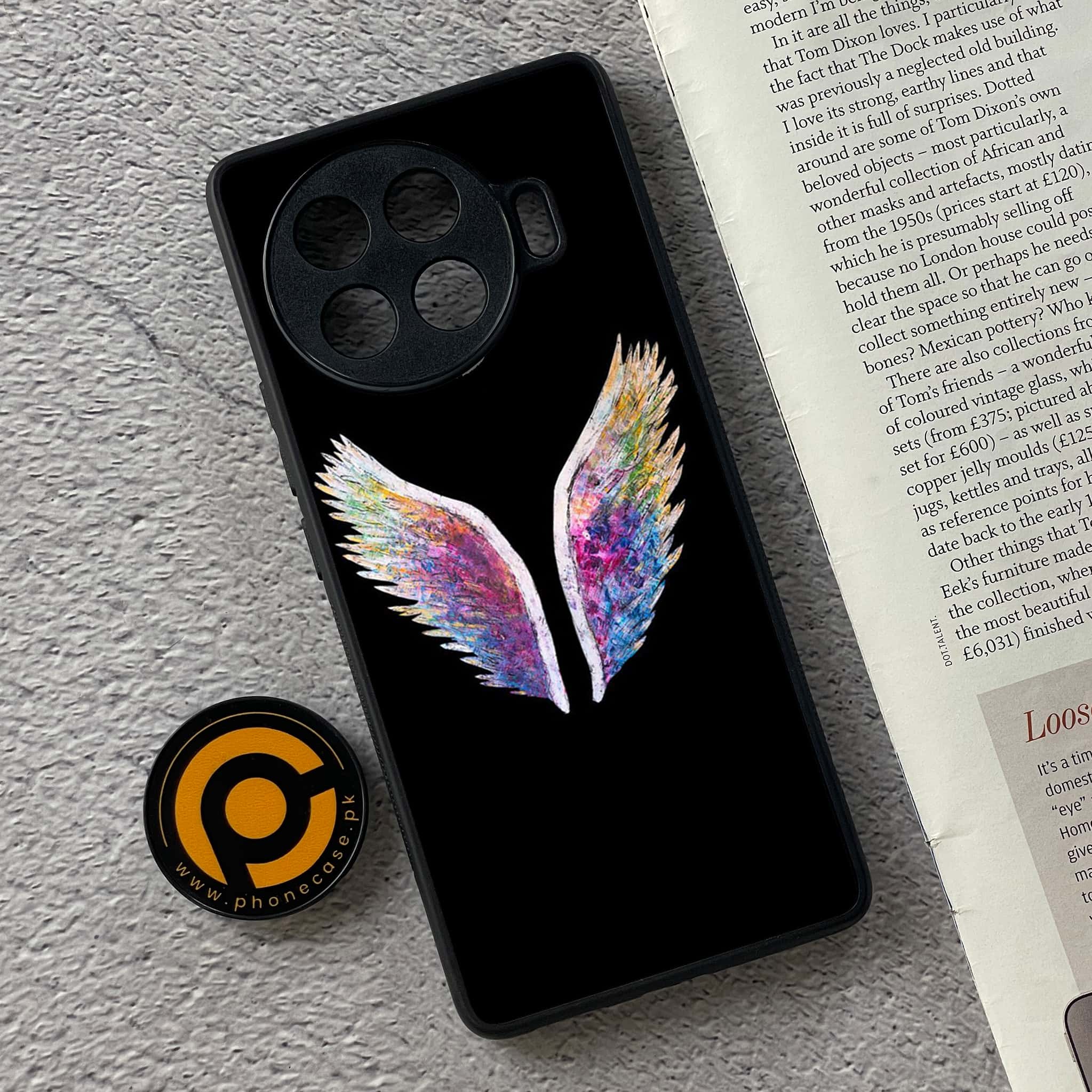 Tecno Spark 20 pro plus - Angel Wings Series - Premium Printed Glass soft Bumper shock Proof Case