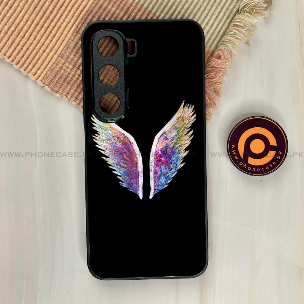 Infinix Hot 60i - Angel Wings Series - Premium Metal Printed soft Bumper shock Proof Case