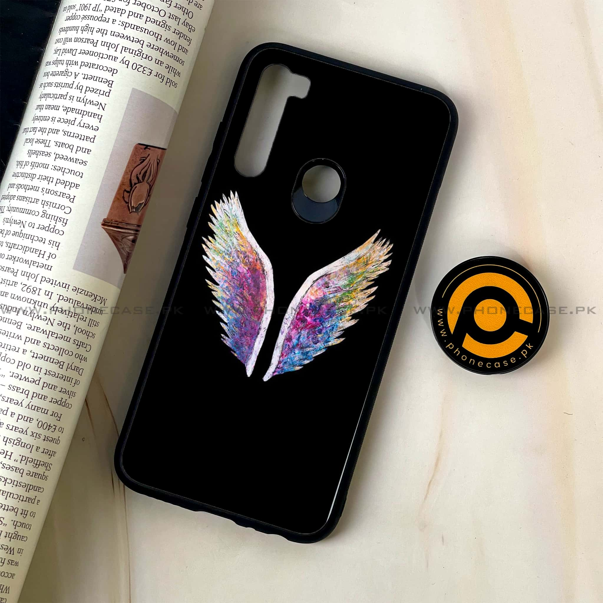 Redmi Note 8 - Angel Wings Series - Premium Printed Glass soft Bumper shock Proof Case