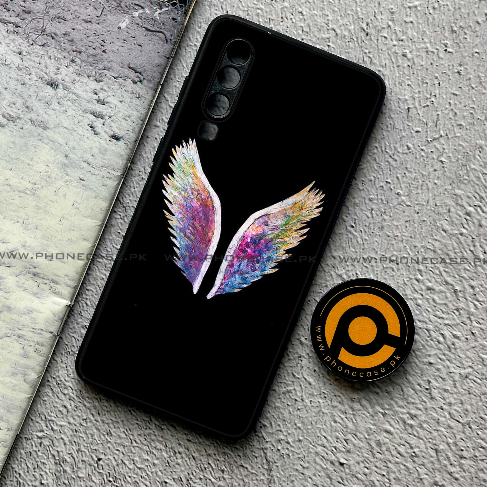 Huawei P30 - Angel Wings Series - Premium Printed Glass soft Bumper shock Proof Case