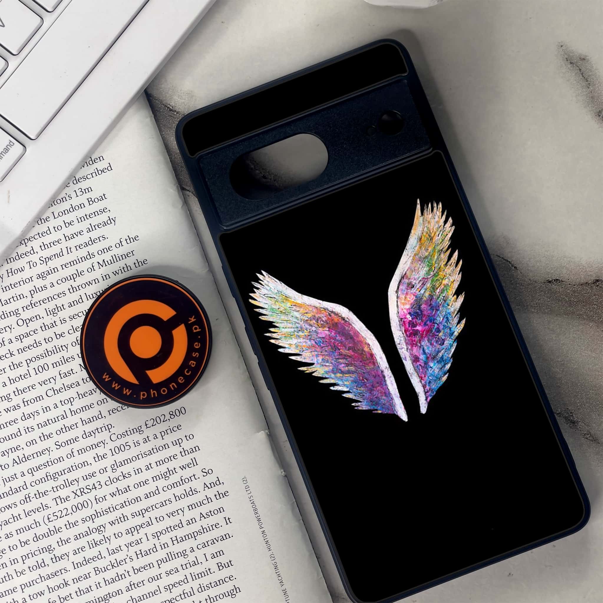 Google Pixel 7 - Angel Wings Series - Premium Metal Printed soft Bumper Shock Proof Case