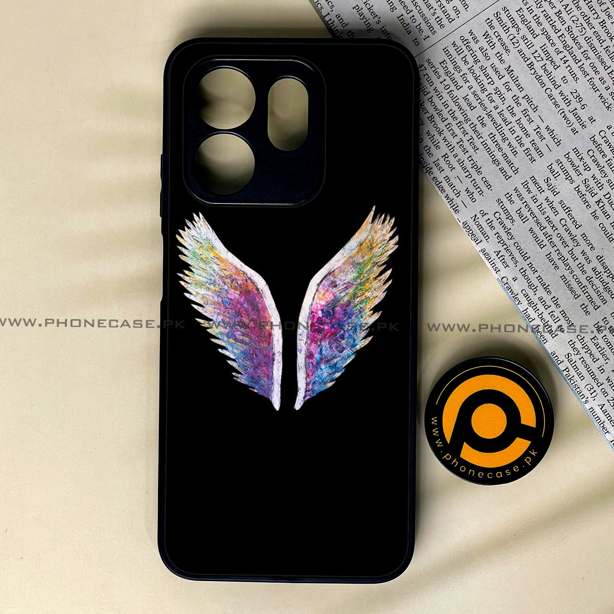 Infinix Hot 50i - Angel Wings Series - Premium Printed Glass soft Bumper shock Proof Case