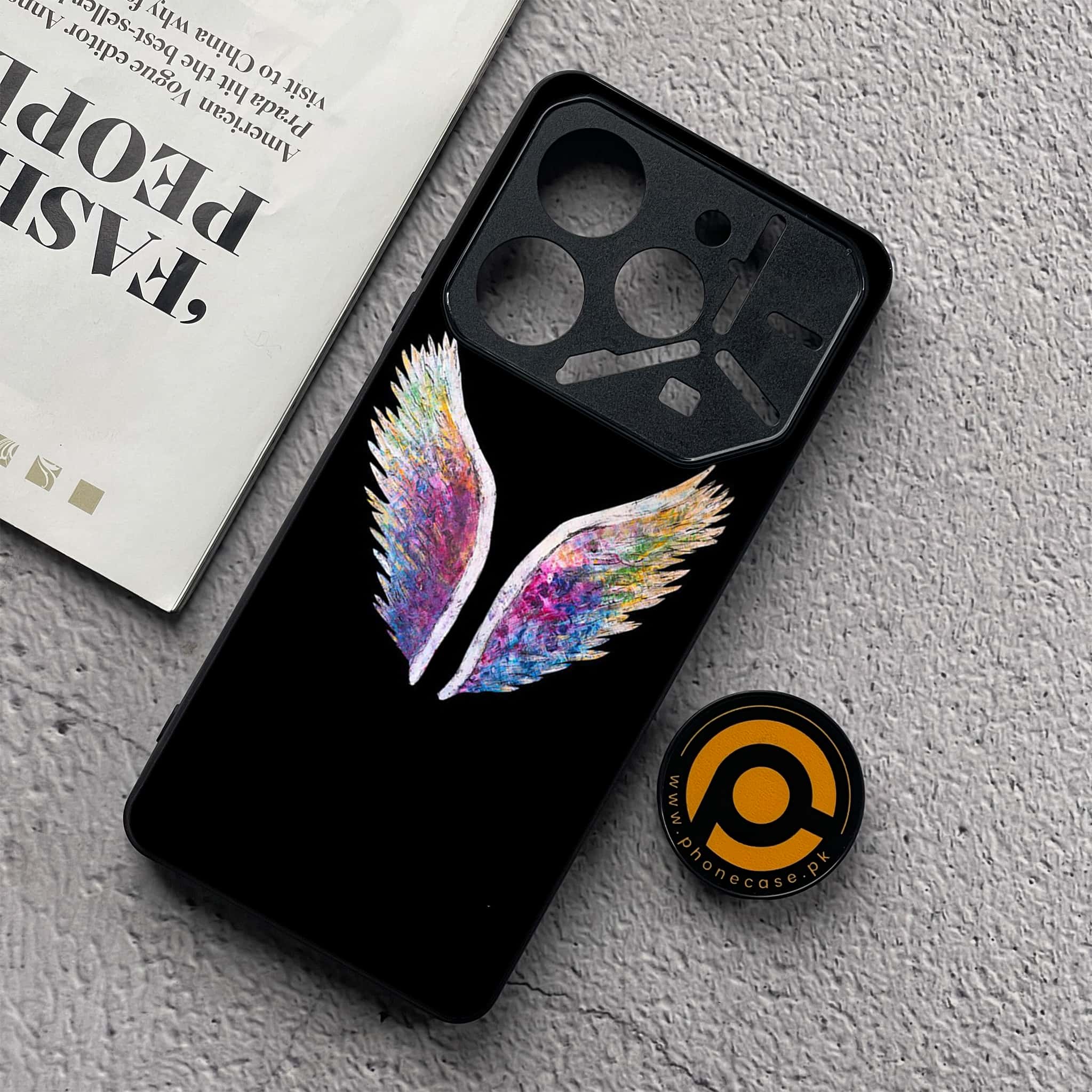 Tecno Pova 6 Neo - Angel Wings Series - Premium Metal  Printed soft Bumper shock Proof Case