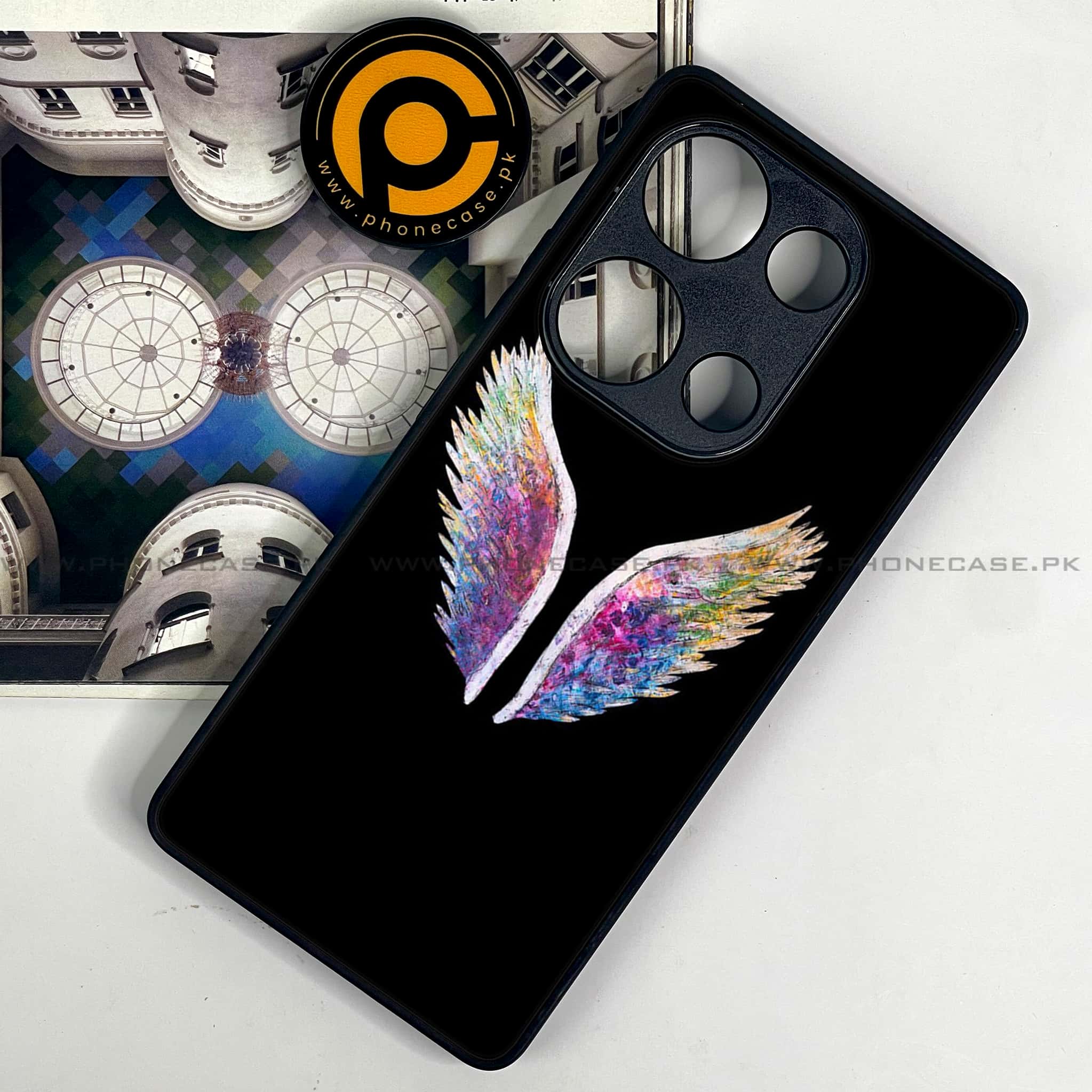 Redmi Note 13 Pro 4G - Angel Wings Series - Premium Metal Printed soft Bumper shock Proof Case