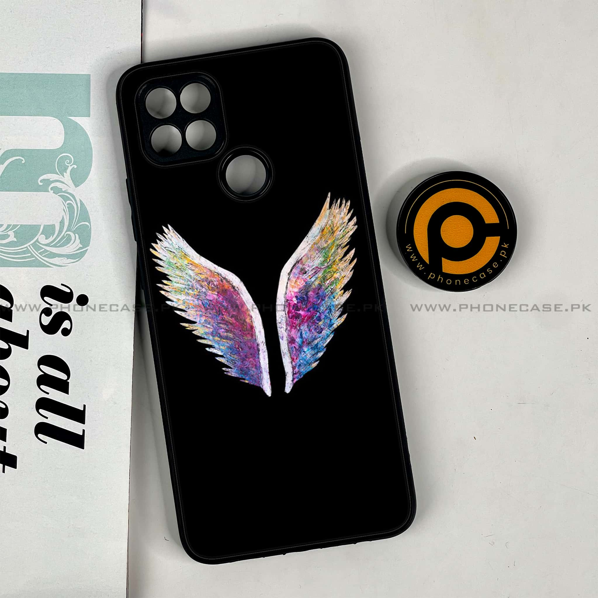 Oppo A15s - Angel Wings Series - Premium Printed Glass soft Bumper shock Proof Case