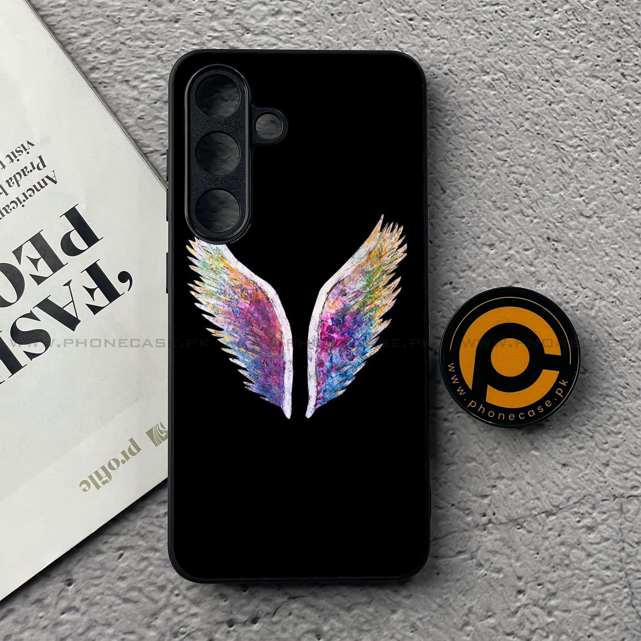 Samsung Galaxy S25 FE - Angel Wings Series - Premium Metal Printed soft Bumper shock Proof Case