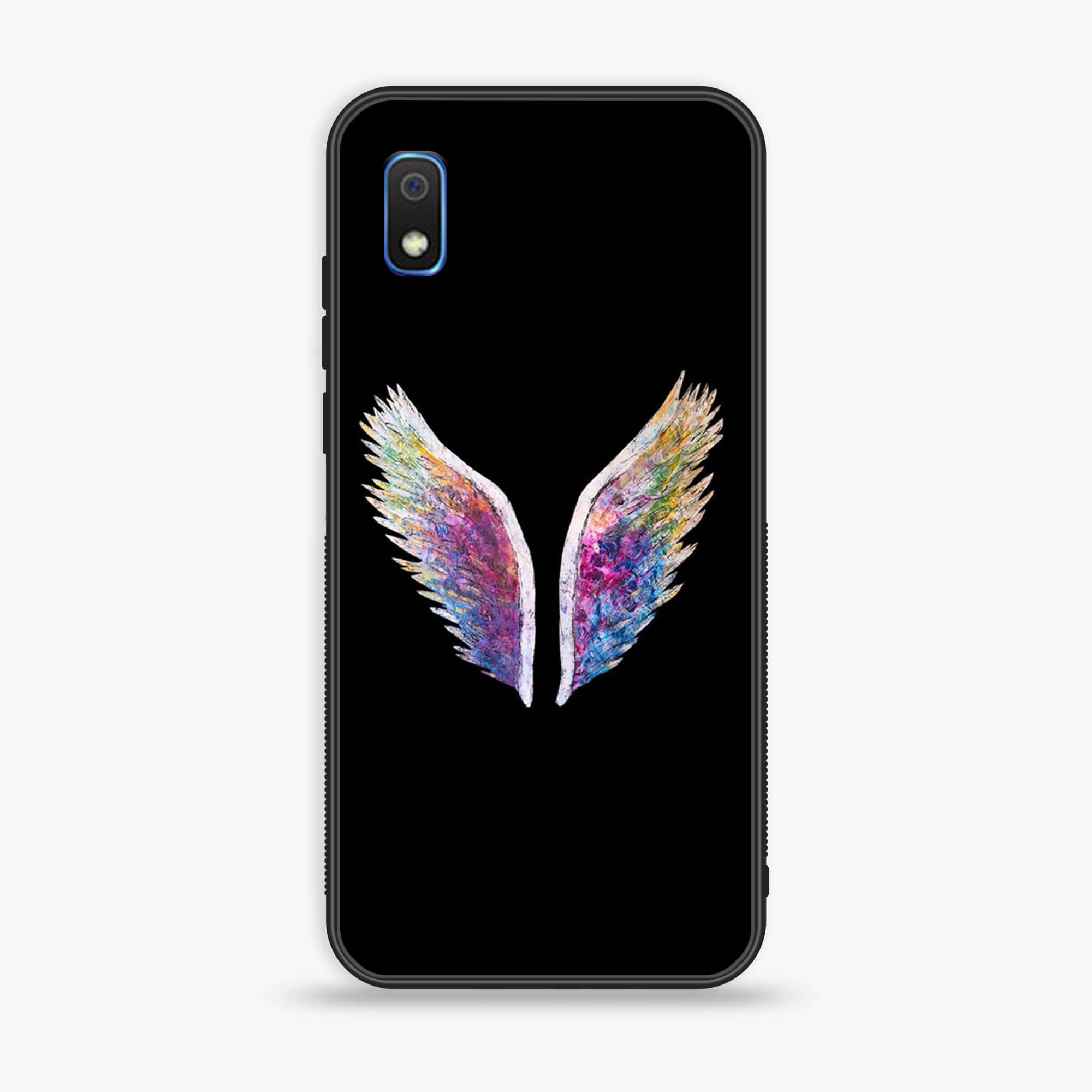Samsung Galaxy A10 - Angel Wings Series - Premium Printed Glass soft Bumper shock Proof Case