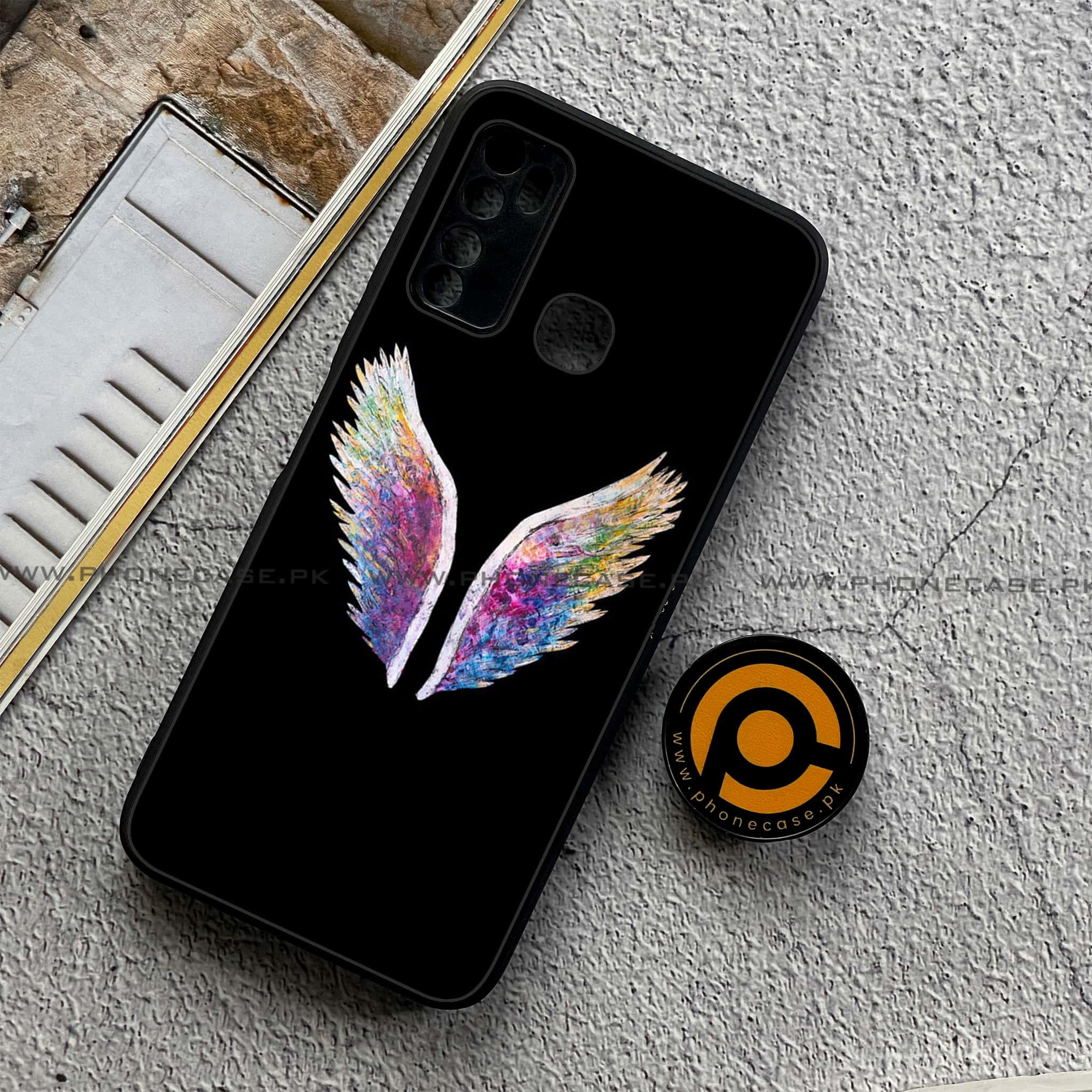 Infinix Note 7 Lite - Angel Wings Series - Premium Printed Metal soft Bumper shock Proof Case