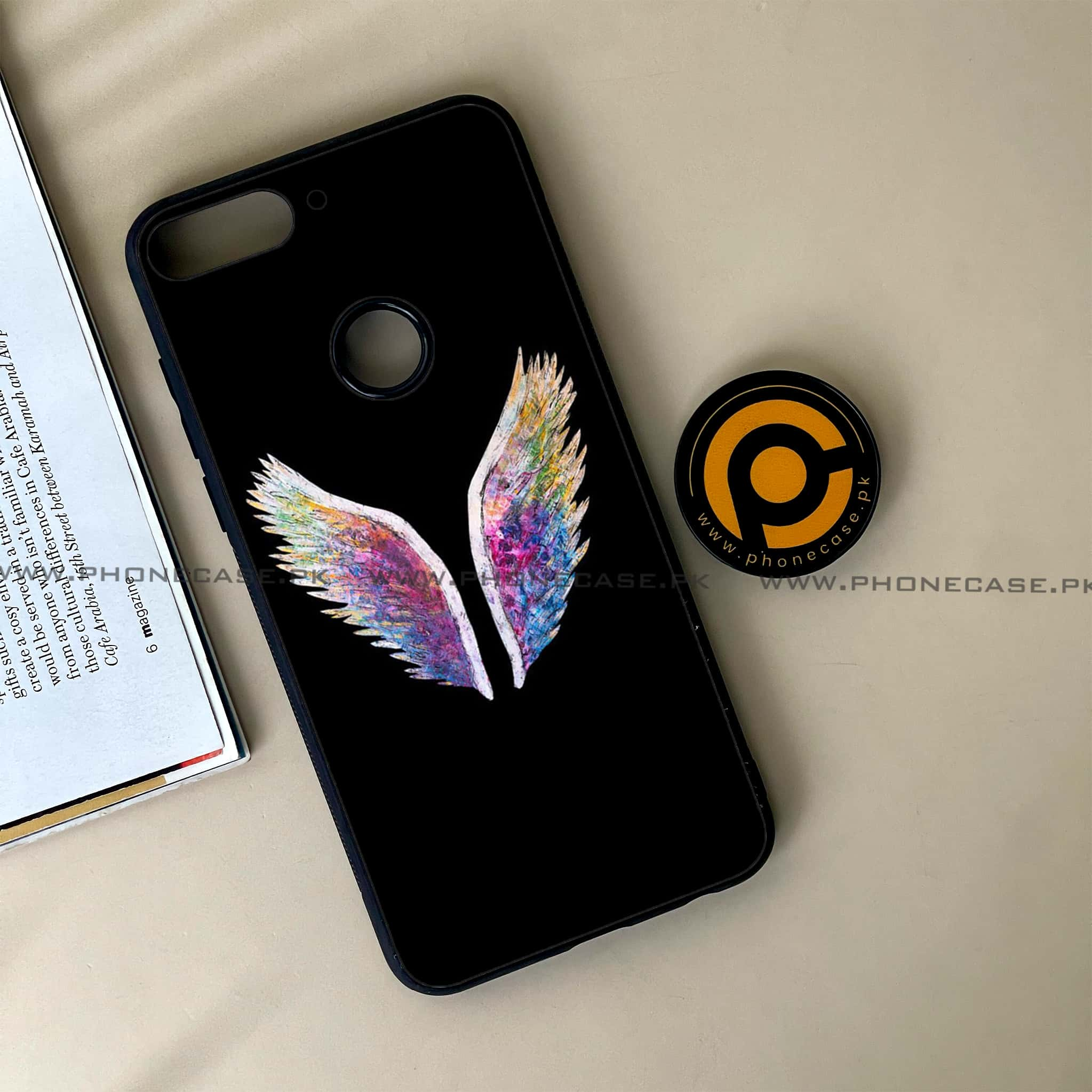 Huawei Y7 Prime (2018) - Angel Wings Series - Premium Printed Glass soft Bumper shock Proof Case