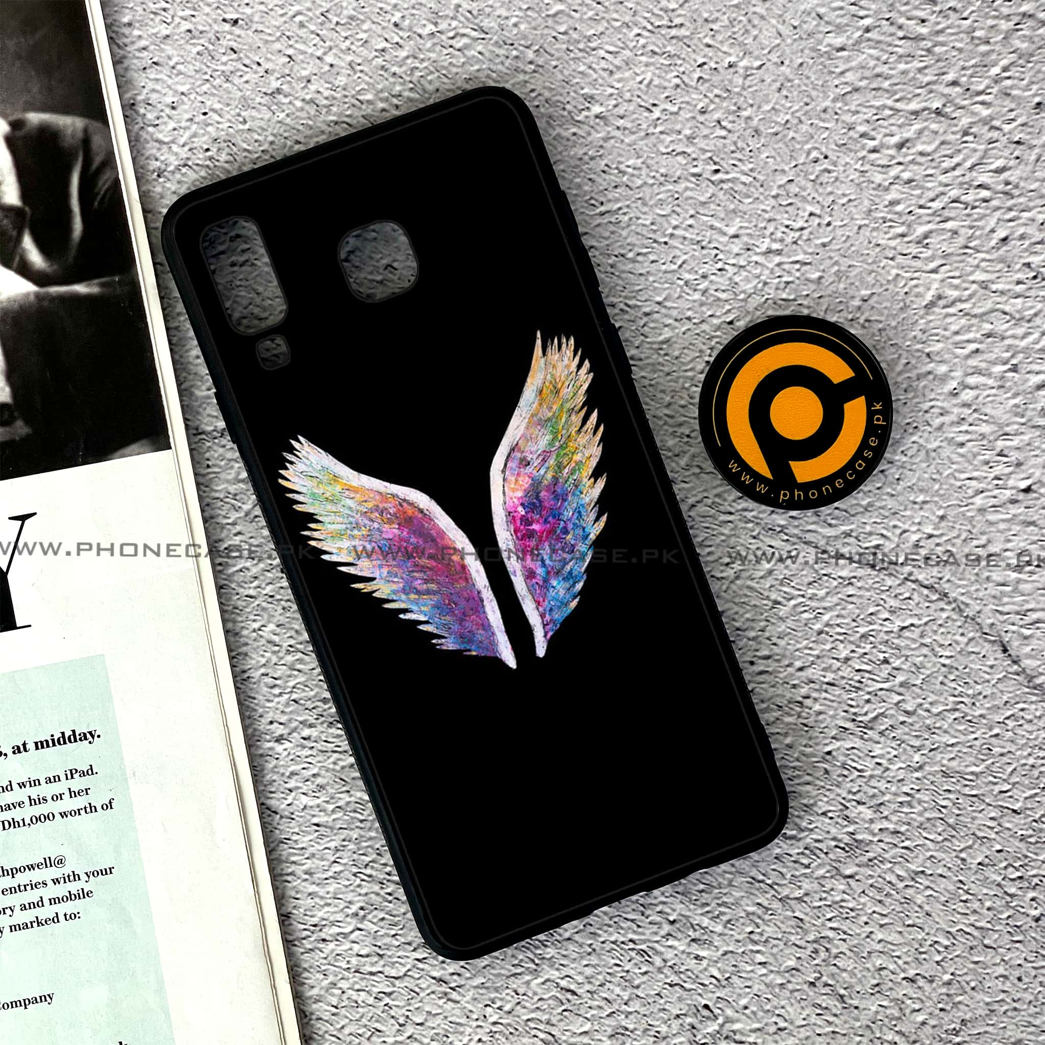 Samsung Galaxy A8 Star(A9 Star) - Angel Wings Series - Premium Printed Glass soft Bumper shock Proof Case