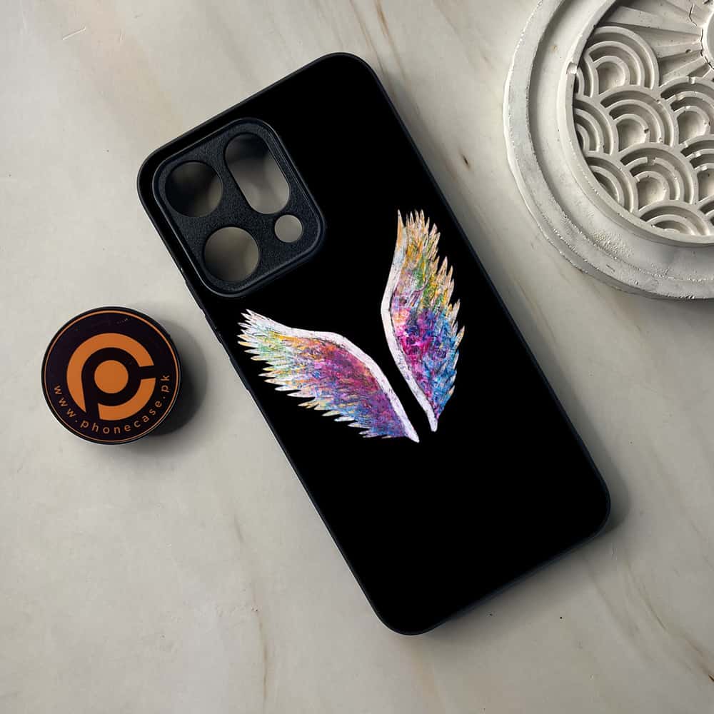 Oppo Reno 14 5G - Angel Wings Series - Premium Metal Printed soft Bumper shock Proof Case