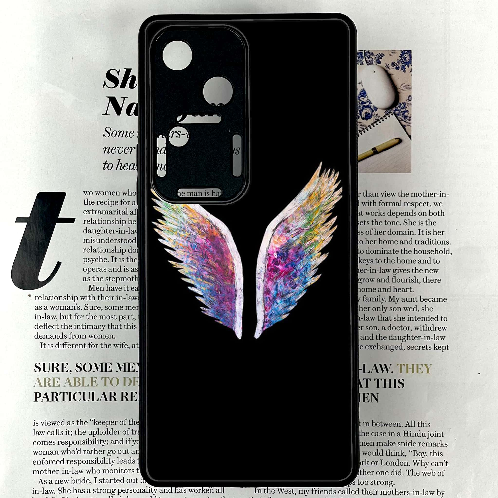 Vivo V30 - Angel Wings Series - Premium Printed Glass soft Bumper shock Proof Case