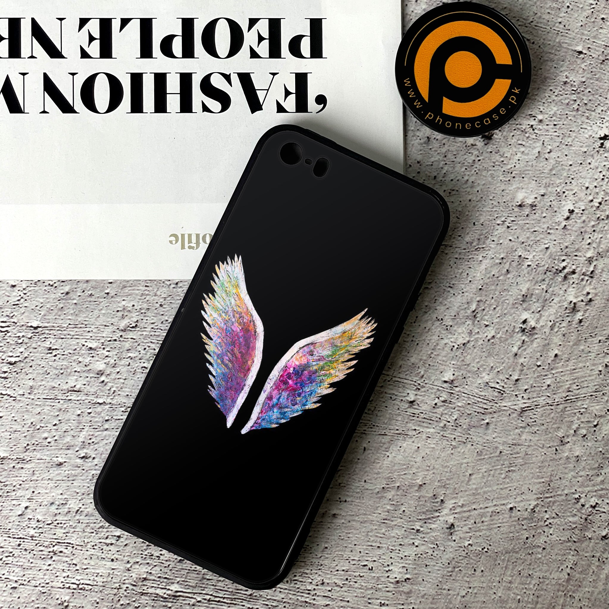 iPhone 5/5c/5s - Angel Wings Series - Premium Printed Glass soft Bumper shock Proof Case