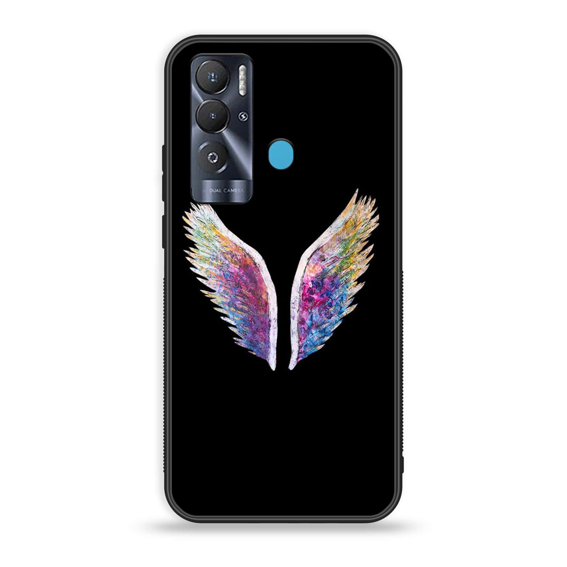Tecno Pova Neo Angel Wings series Premium Printed Glass soft Bumper shock Proof Case
