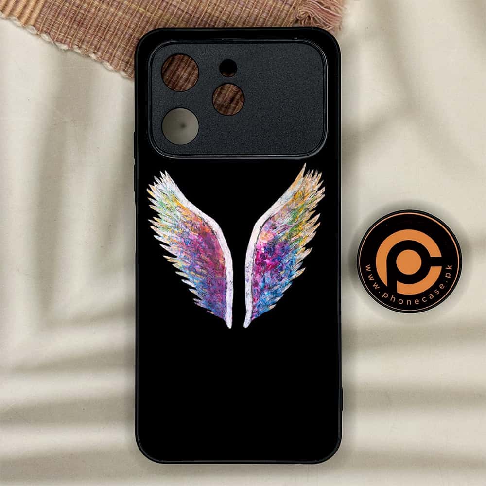 Tecno Spark 40 - Angel Wings Series - Premium Metal Printed soft Bumper shock Proof Case