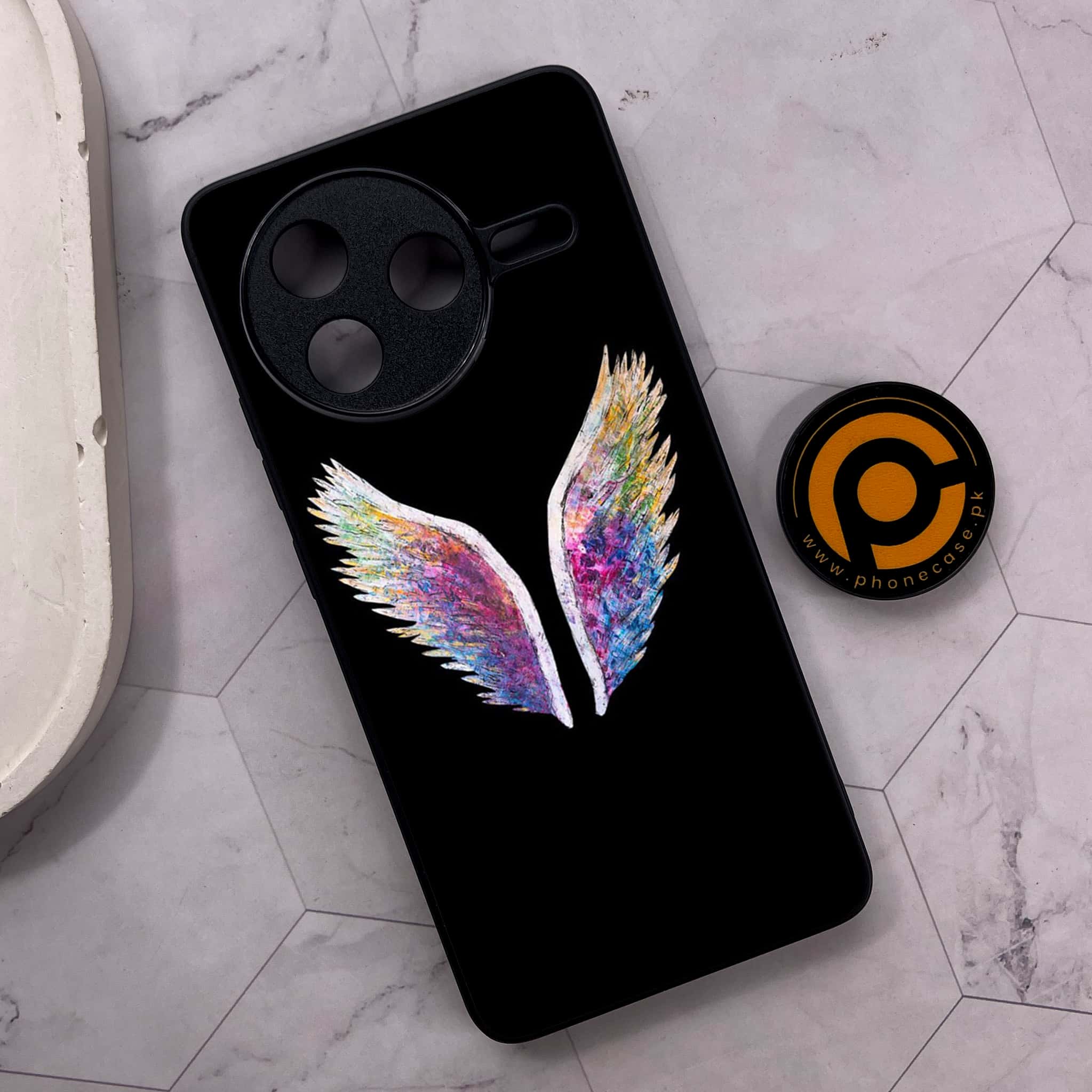 Xiaomi Poco F7 Pro 5G - Angel Wings Series - Premium Metal Printed soft Bumper shock Proof Case
