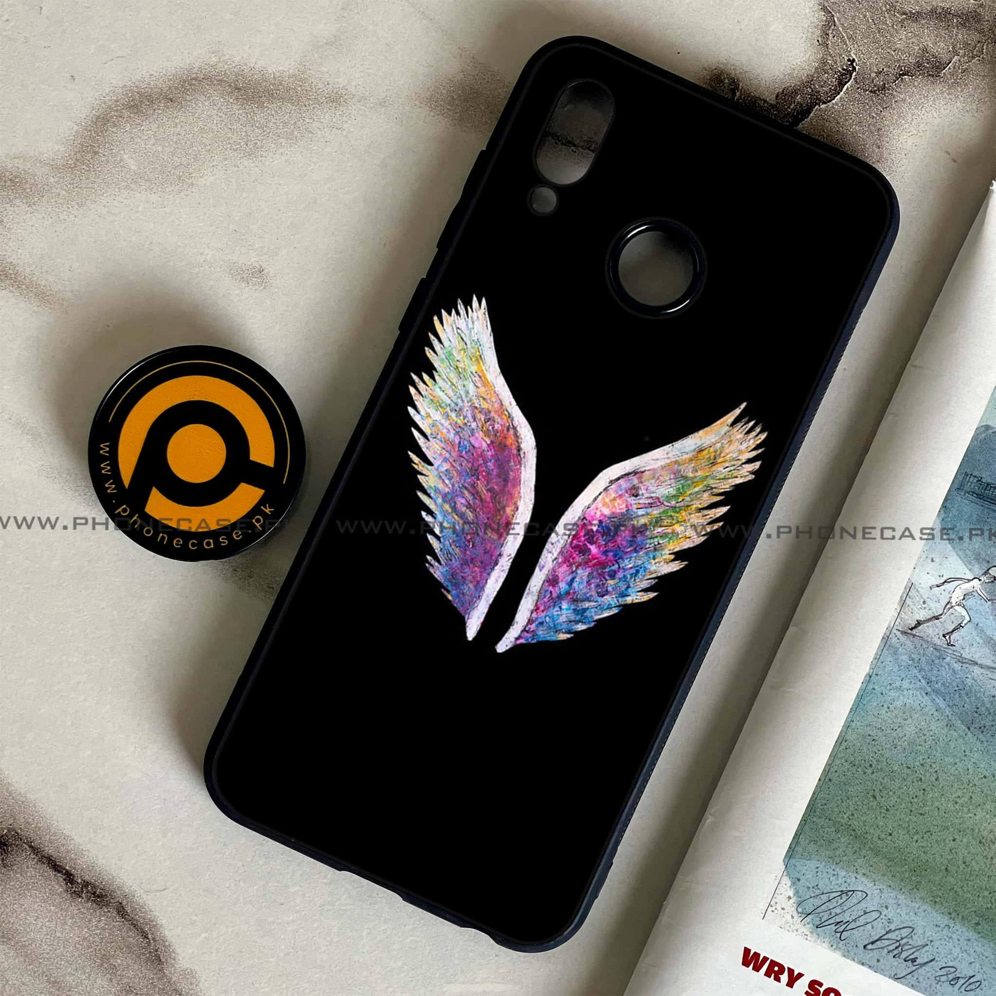 Huawei Honor Play - Angel Wings Series - Premium Printed Glass soft Bumper shock Proof Case