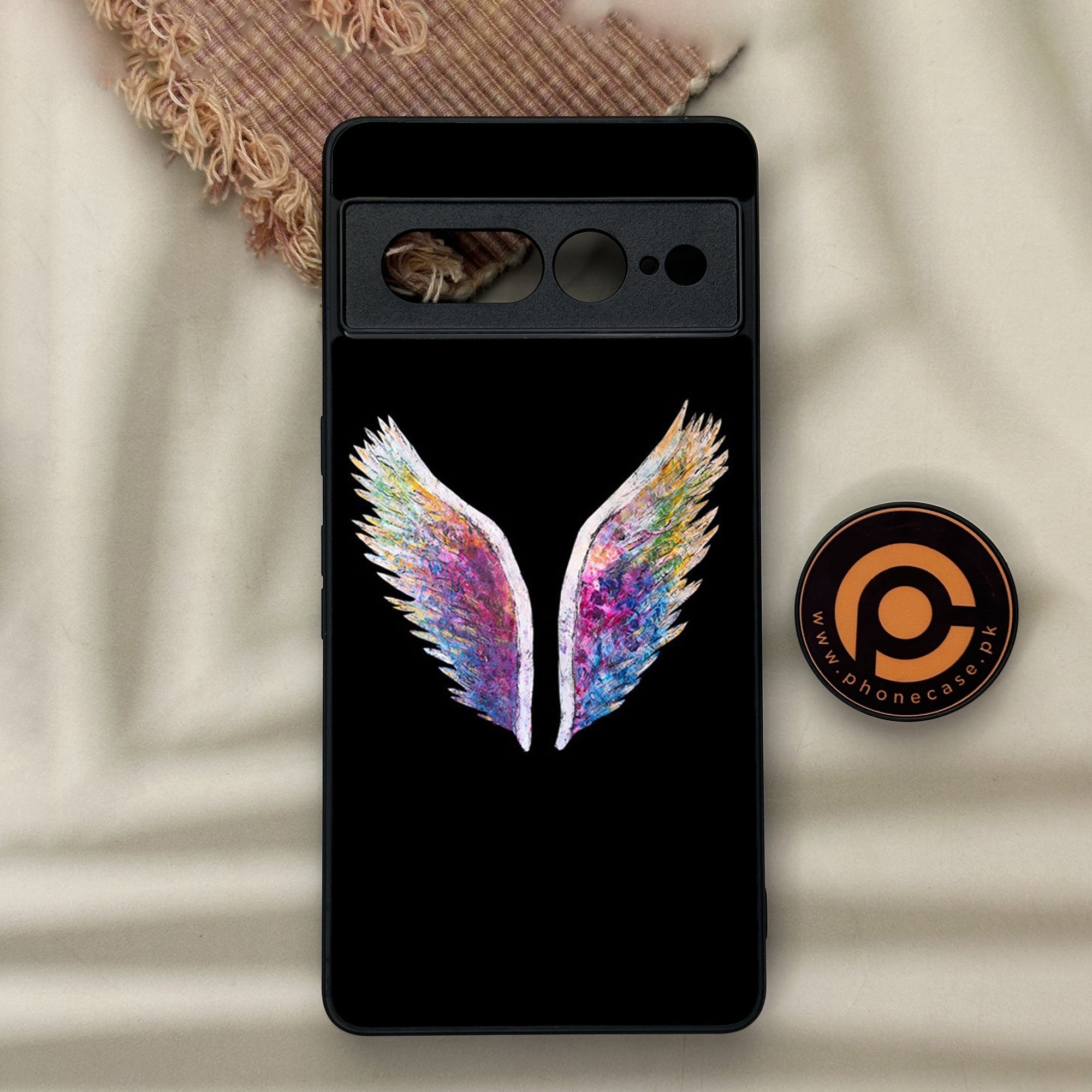 Google Pixel 7 Pro - Angel Wings Series - Premium Metal Printed soft Bumper Shock Proof Case
