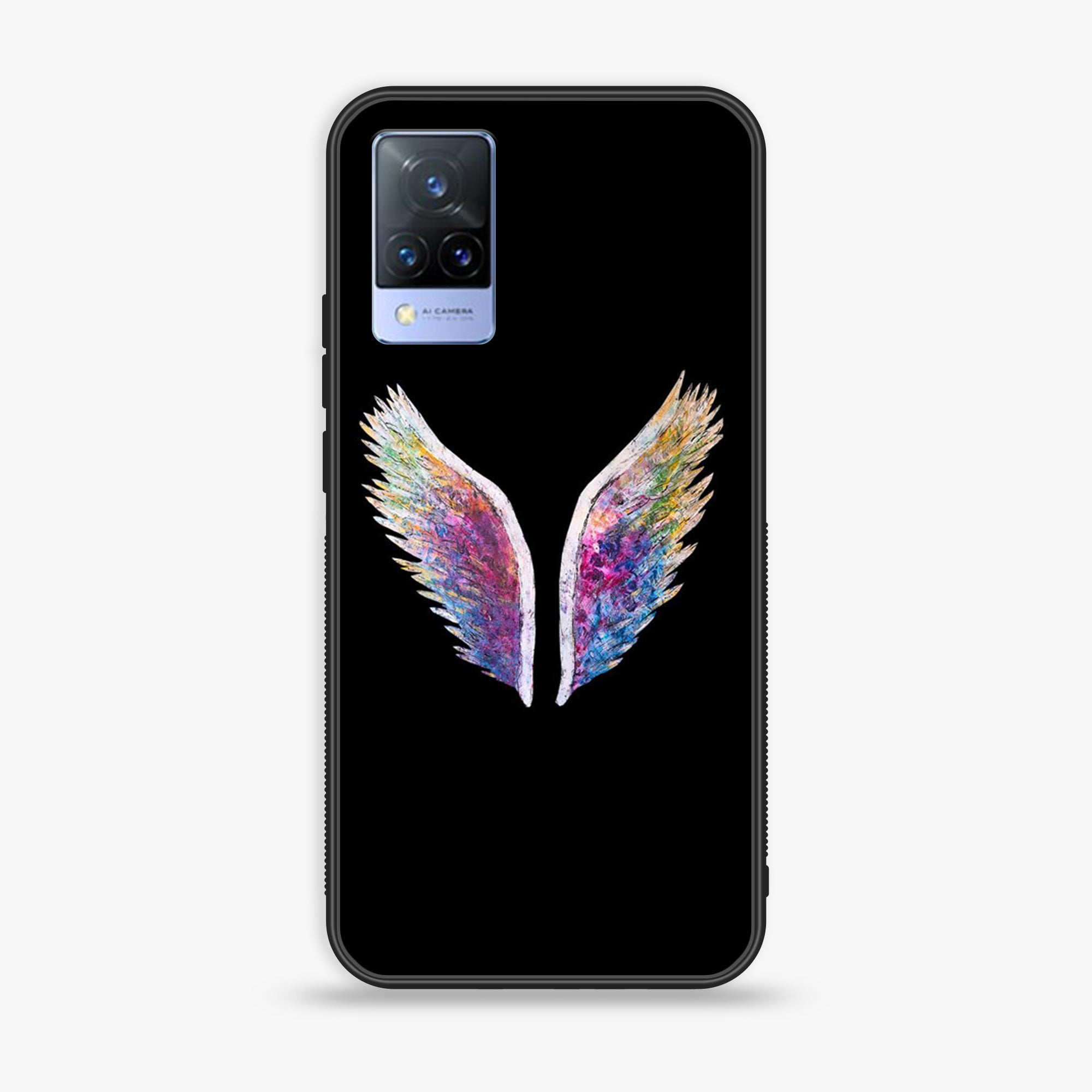 Vivo V21 - Angel Wings Series - Premium Printed Glass soft Bumper shock Proof Case