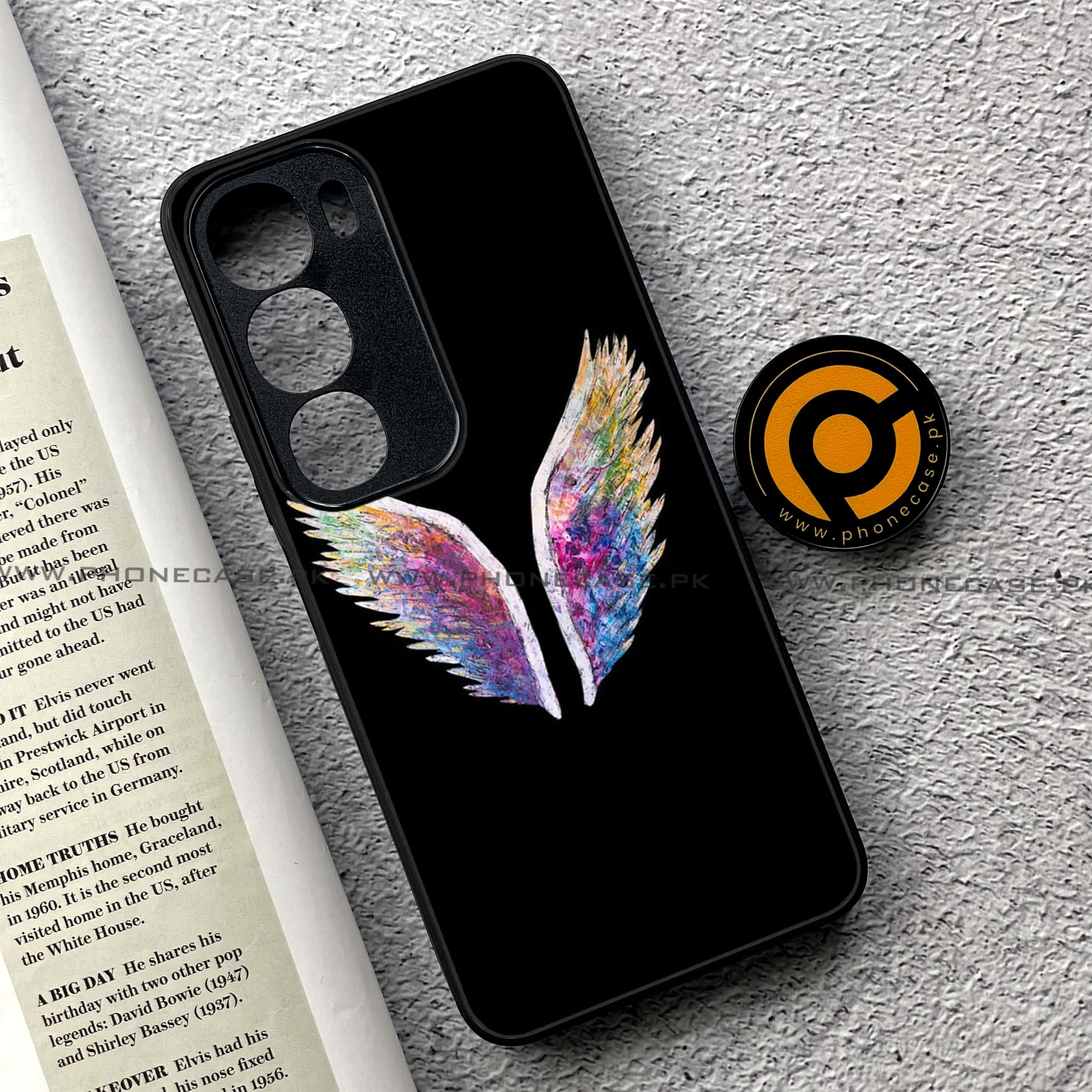 Vivo Y19s - Angel Wings Series - Premium Printed Glass soft Bumper shock Proof Case