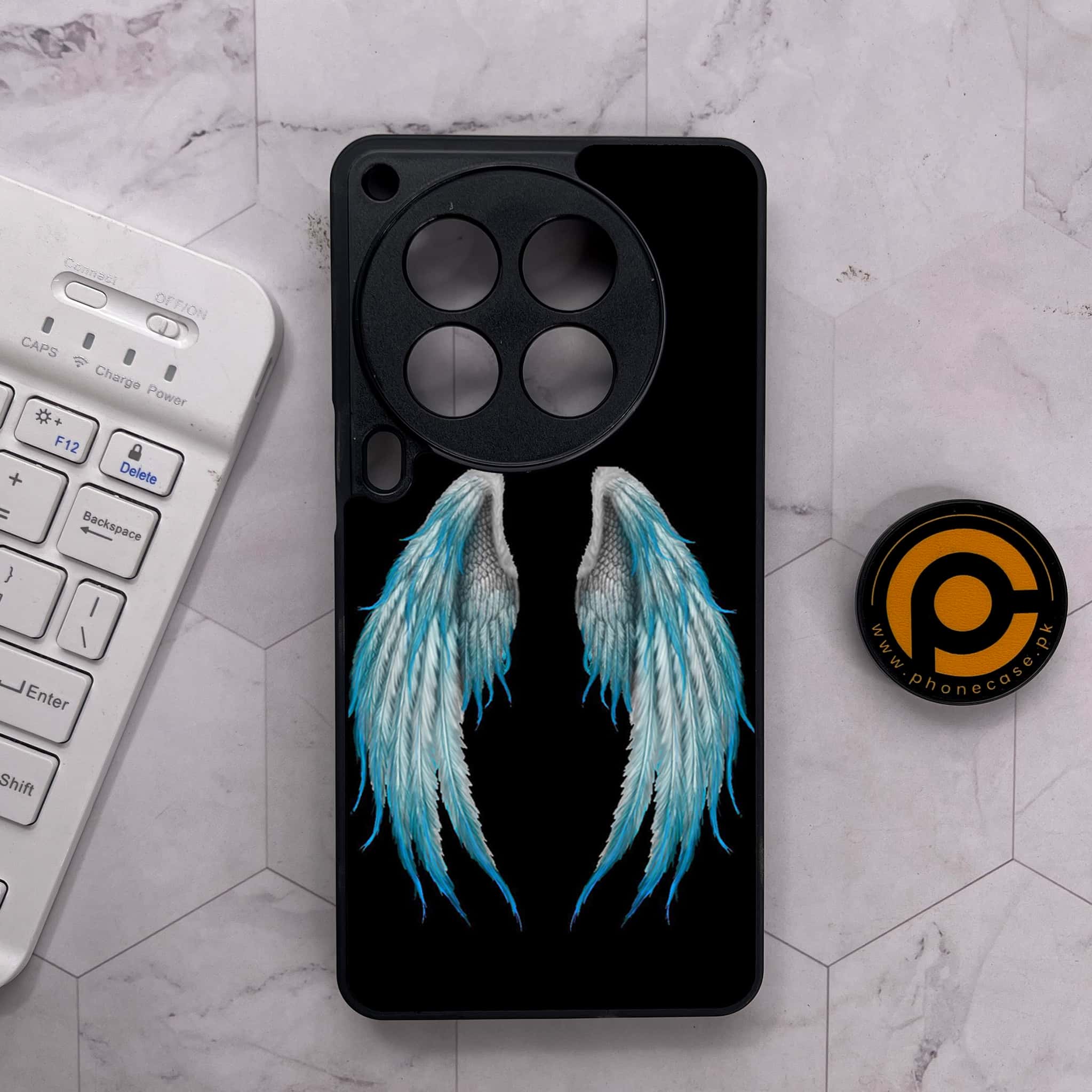Tecno Camon 30 Premier - Angel Wings Series - Premium Metal Printed soft Bumper shock Proof Case