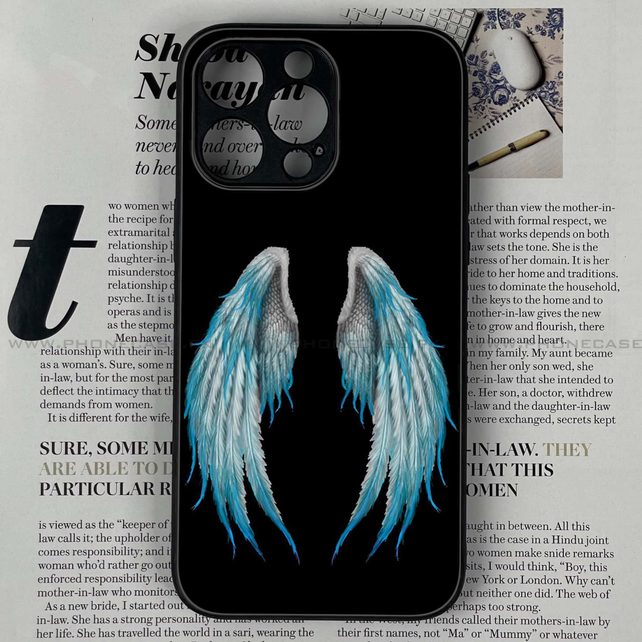 iPhone 12 Pro Max - Angel Wing Series - Premium Printed Glass soft Bumper shock Proof Case