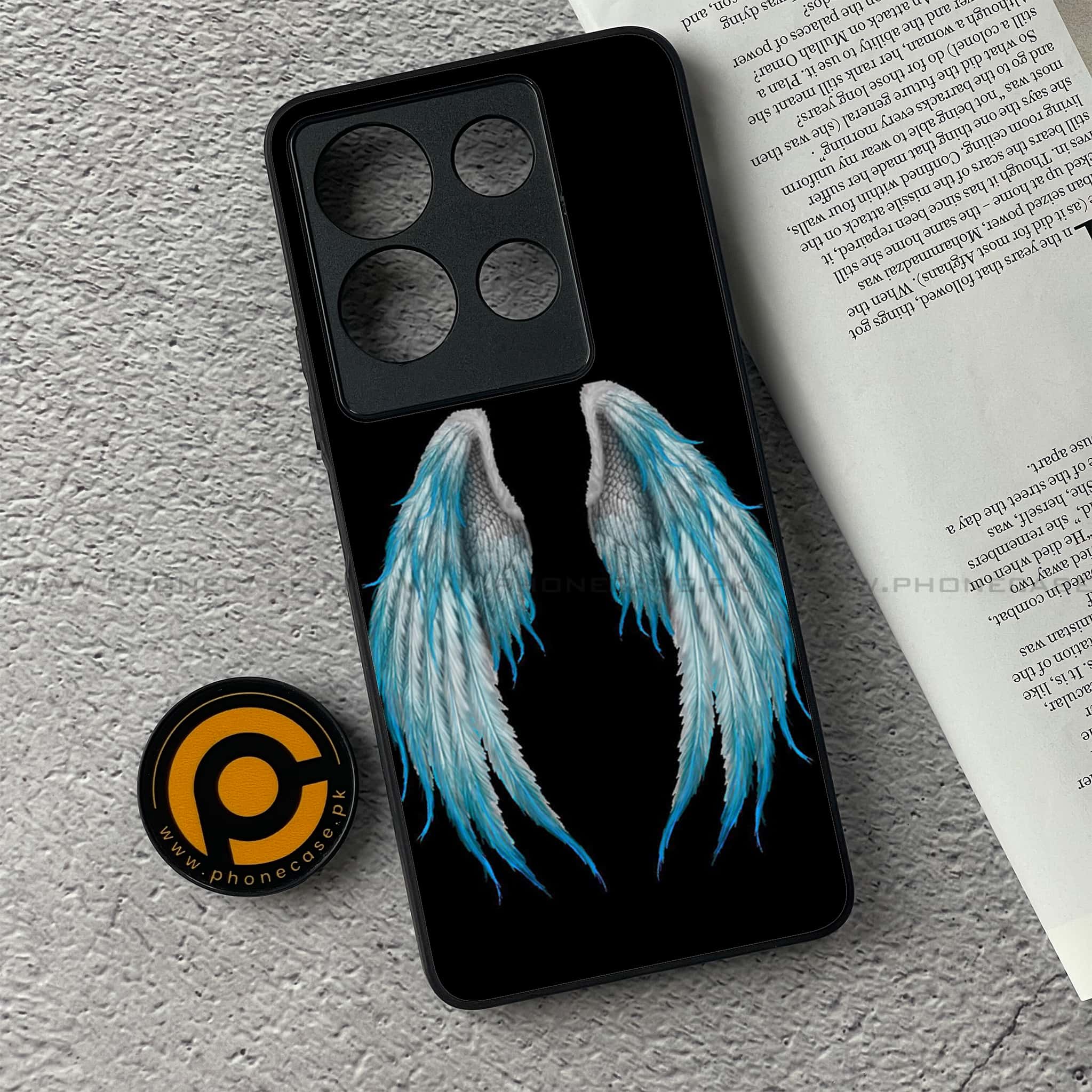 Infinix Note 30 - Angel Wings Series - Premium Printed Glass soft Bumper shock Proof Case