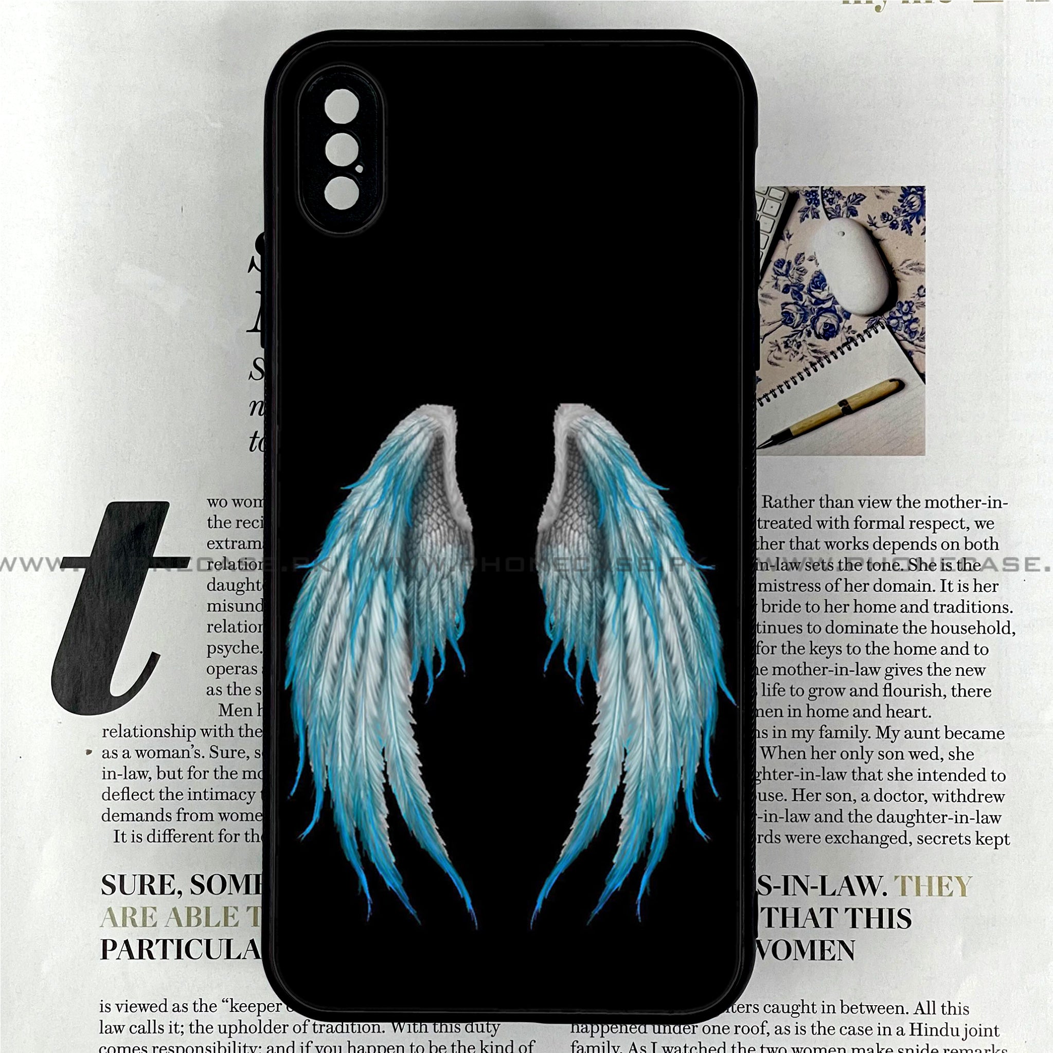 iPhone Xs Max - Angel Wing Series - Premium Printed Glass soft Bumper shock Proof Case