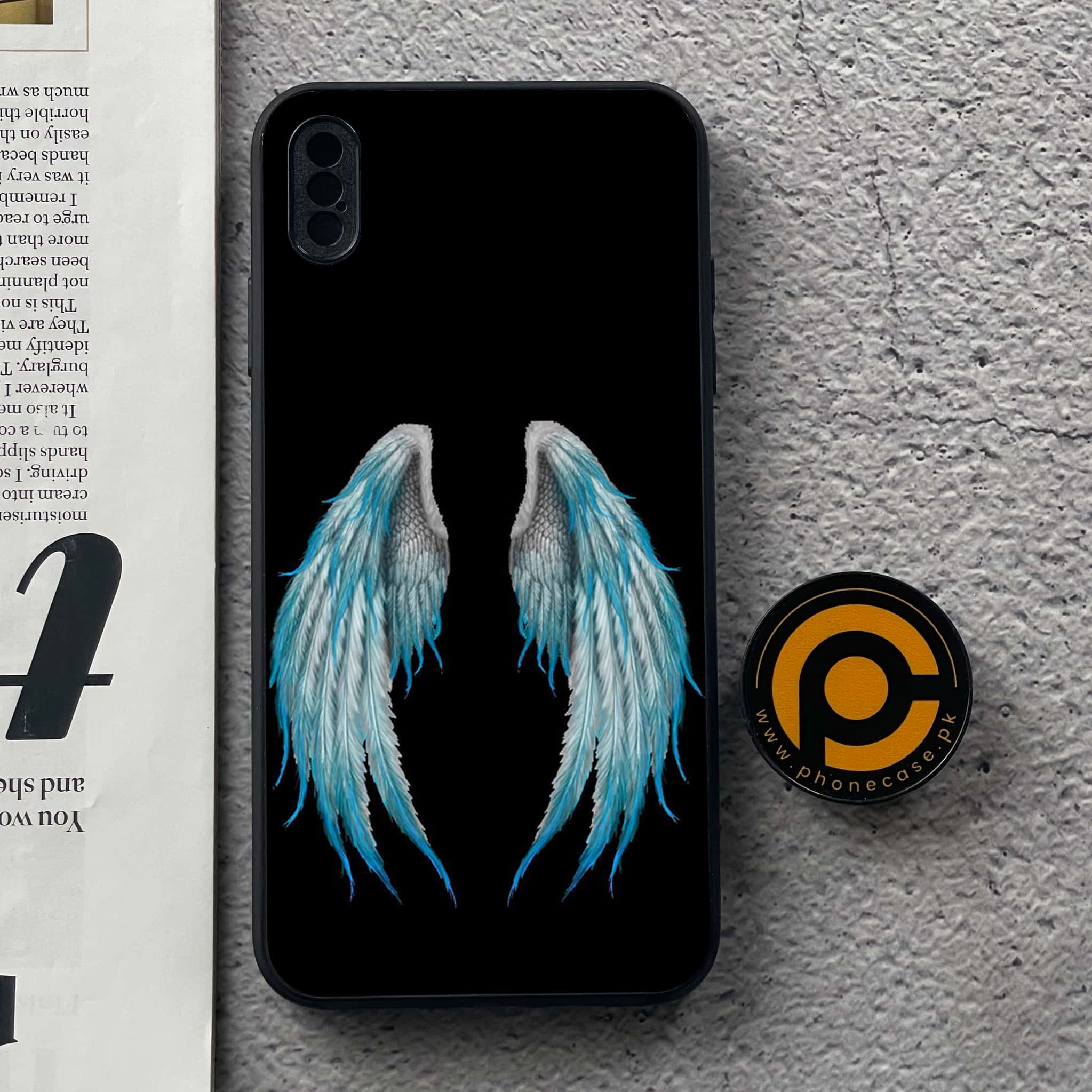 iPhone Xs Max - Angel Wing Series - Premium Metal Printed soft Bumper shock Proof Case
