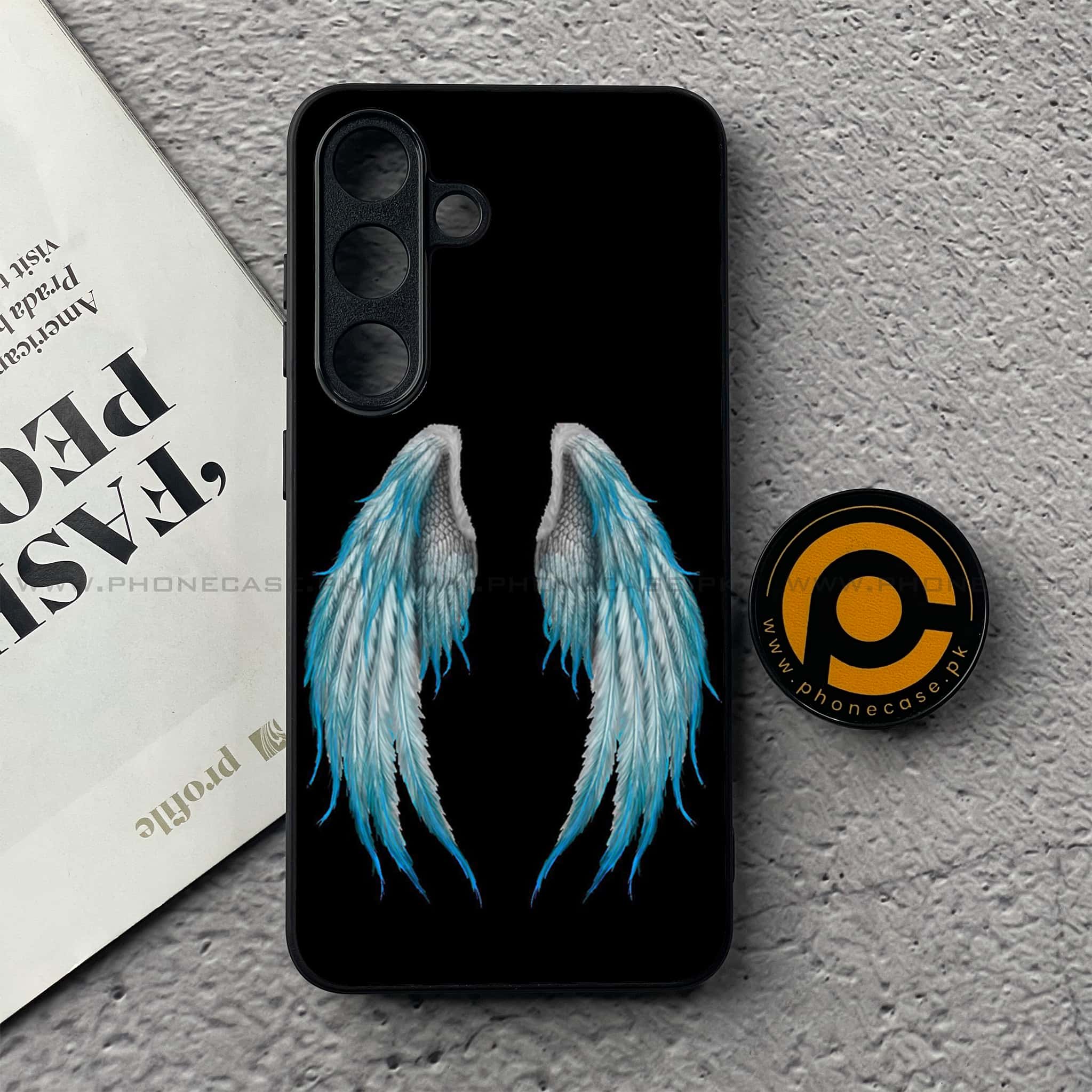 Samsung Galaxy S25 FE - Angel Wings Series - Premium Metal Printed soft Bumper shock Proof Case