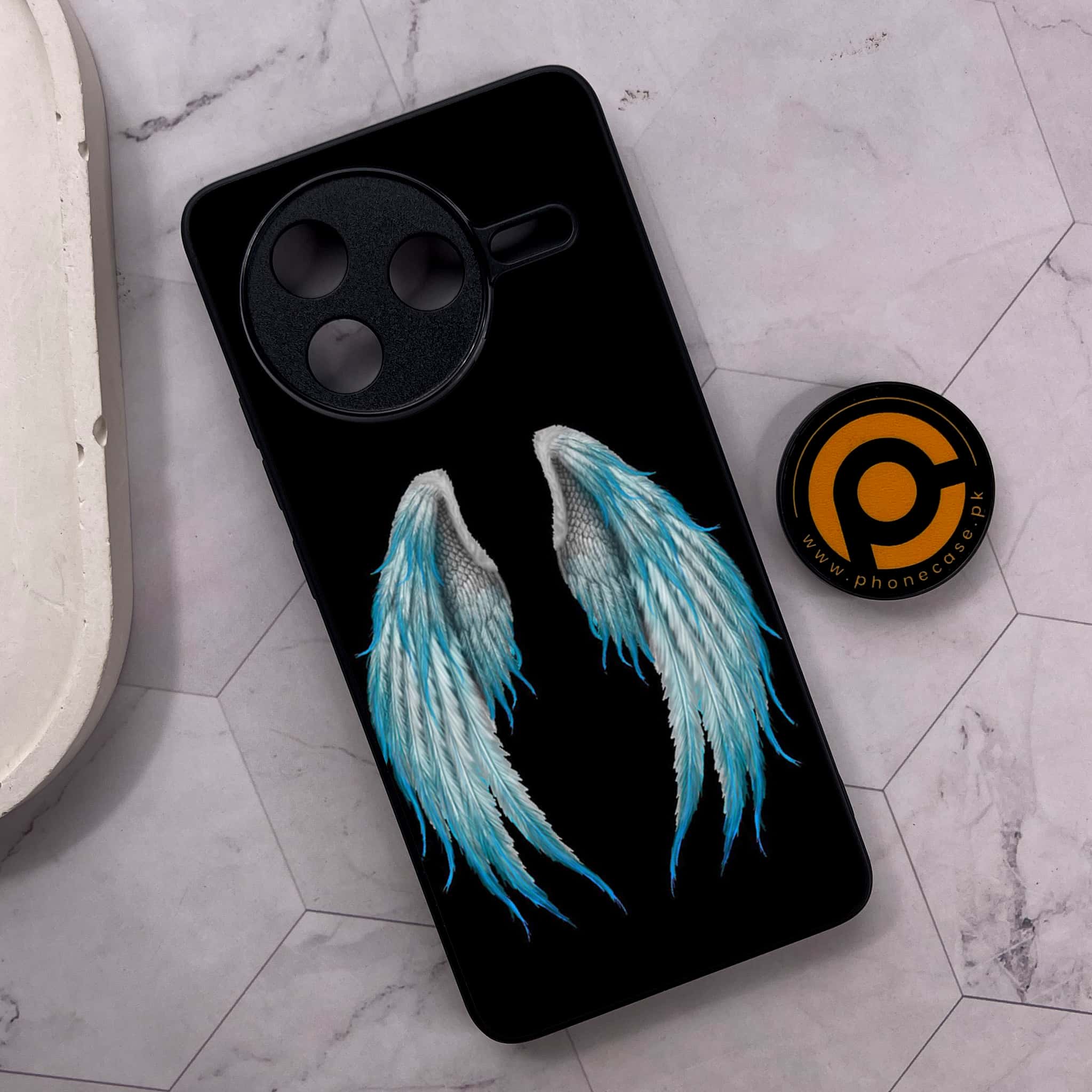 Xiaomi Poco F7 Pro 5G - Angel Wings Series - Premium Metal Printed soft Bumper shock Proof Case