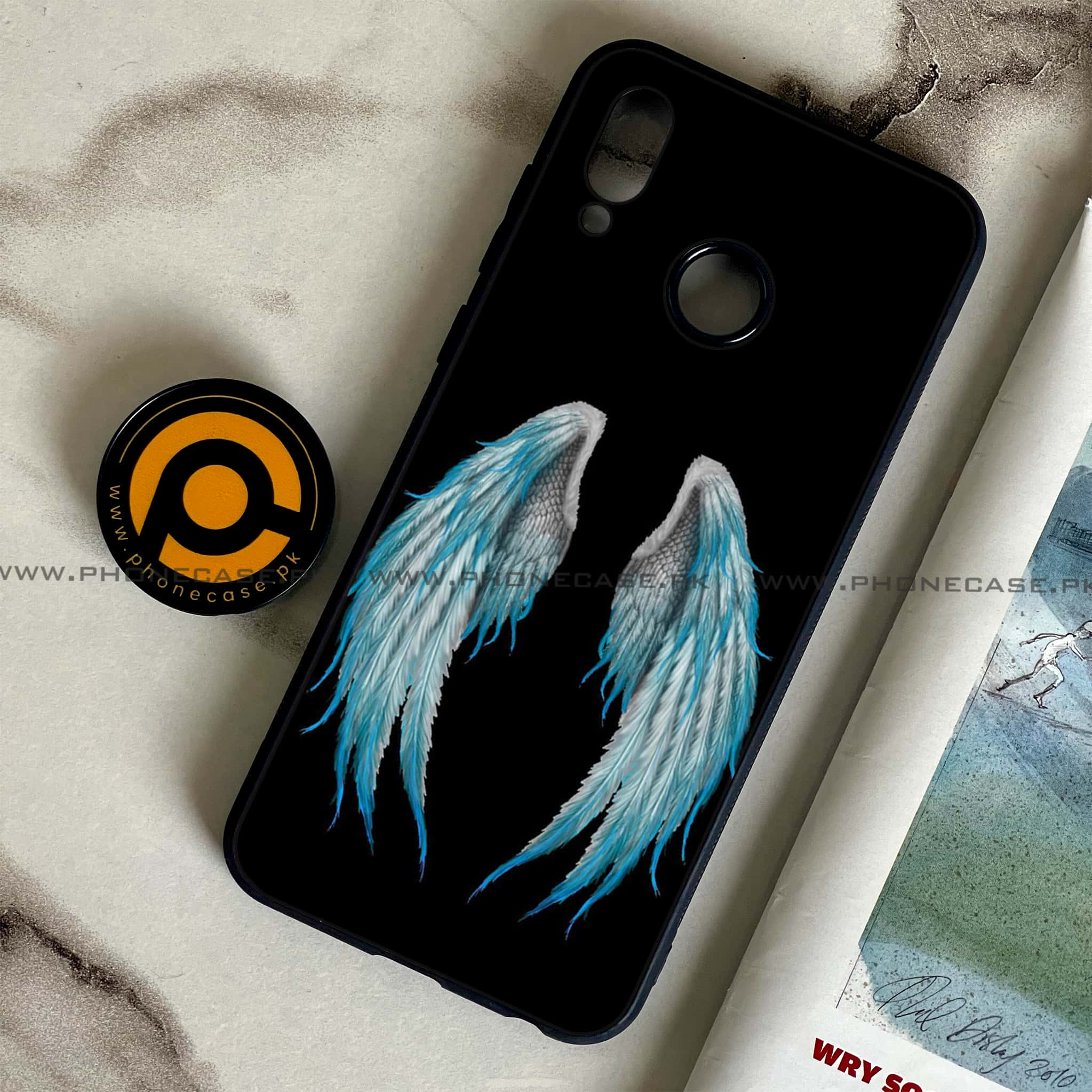 Huawei Honor Play - Angel Wings Series - Premium Printed Glass soft Bumper shock Proof Case