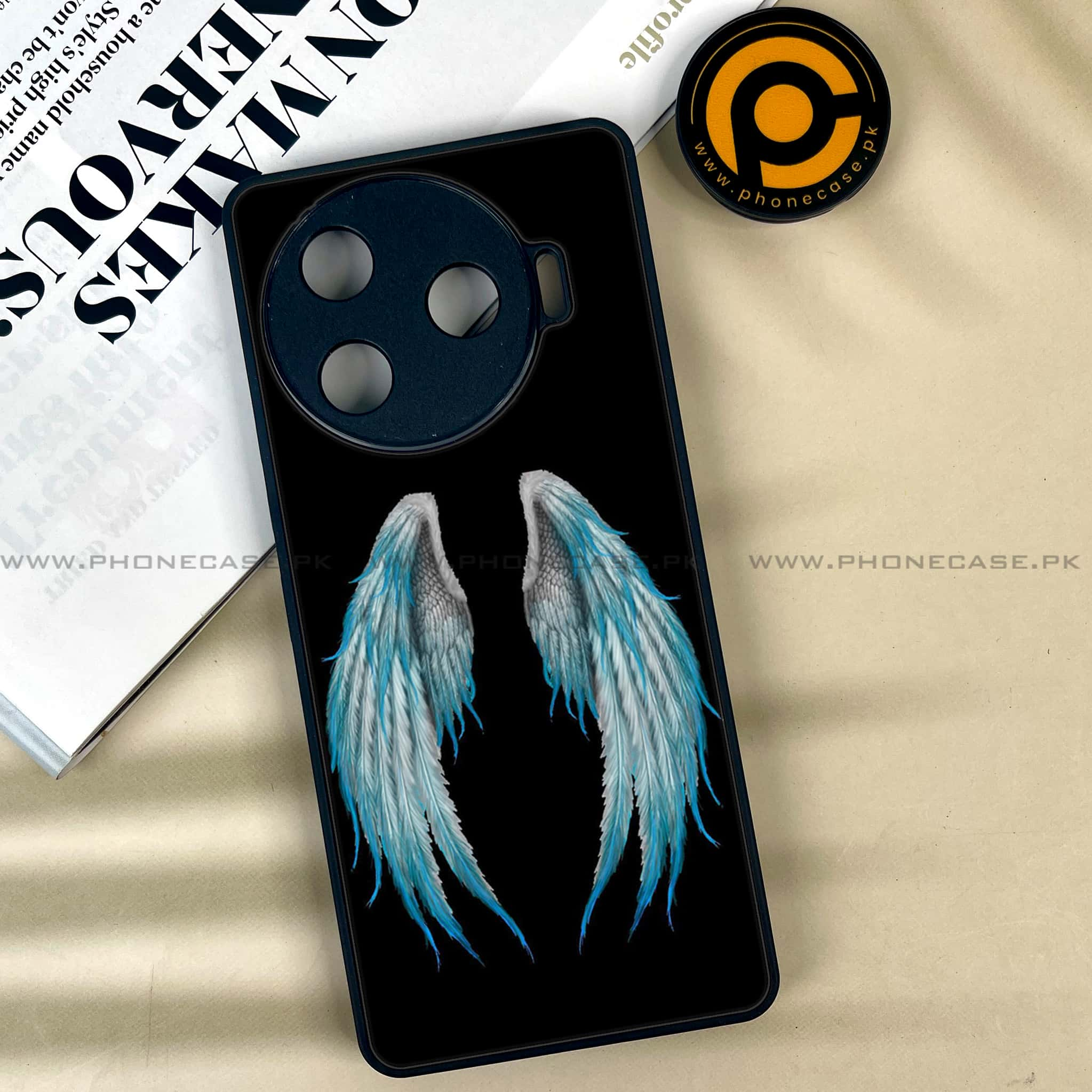 Tecno Camon 30 Pro - Angel Wings Series - Premium Printed Glass soft Bumper shock Proof Case