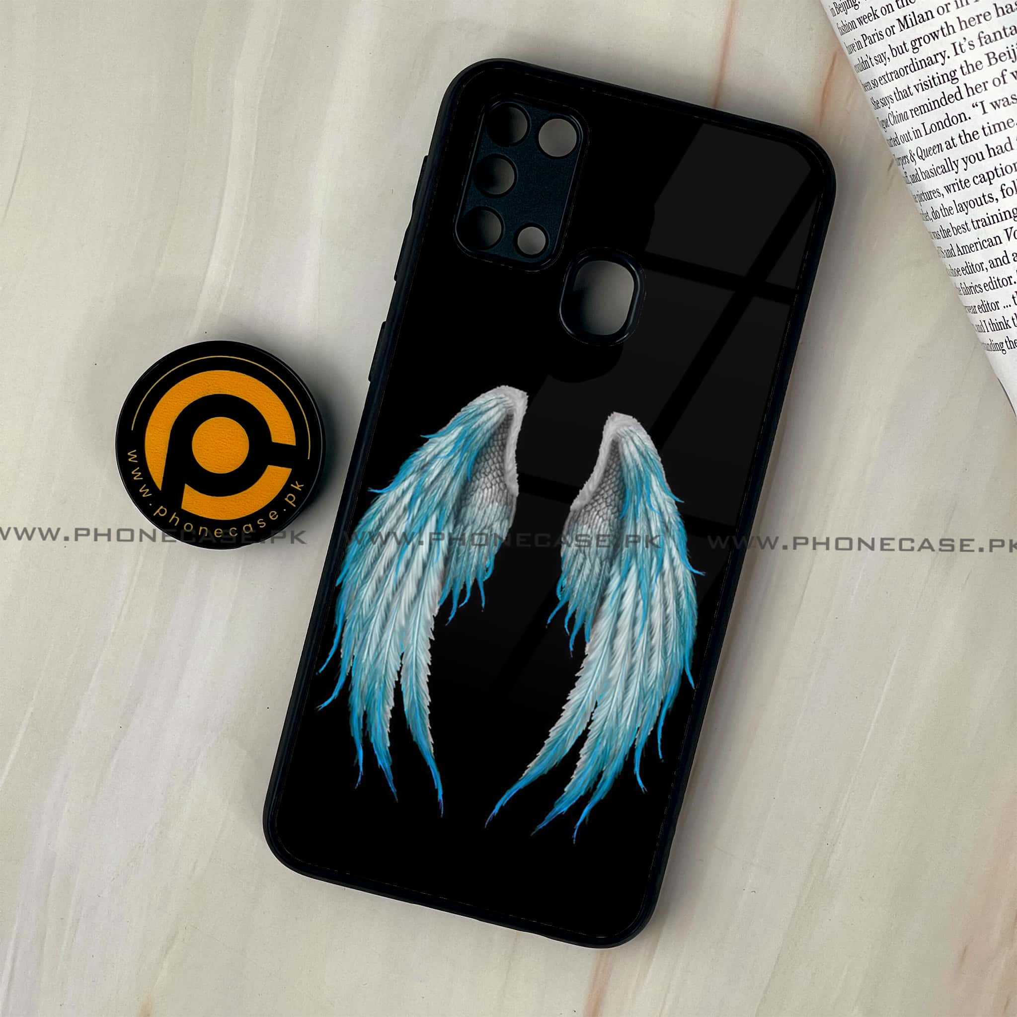 Galaxy M31 - Angel Wings Series - Premium Printed Glass soft Bumper shock Proof Case