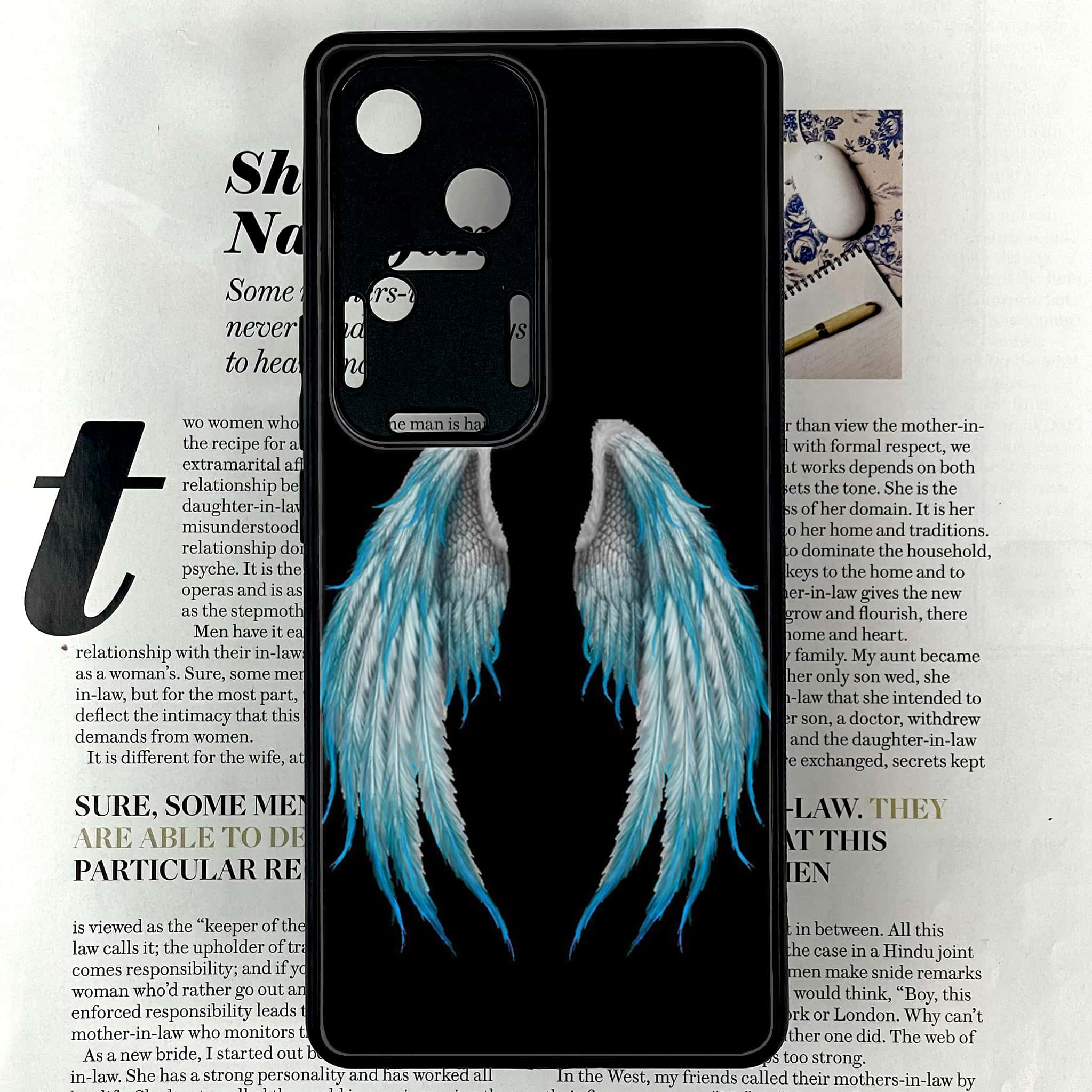 Vivo V30 - Angel Wings Series - Premium Printed Glass soft Bumper shock Proof Case