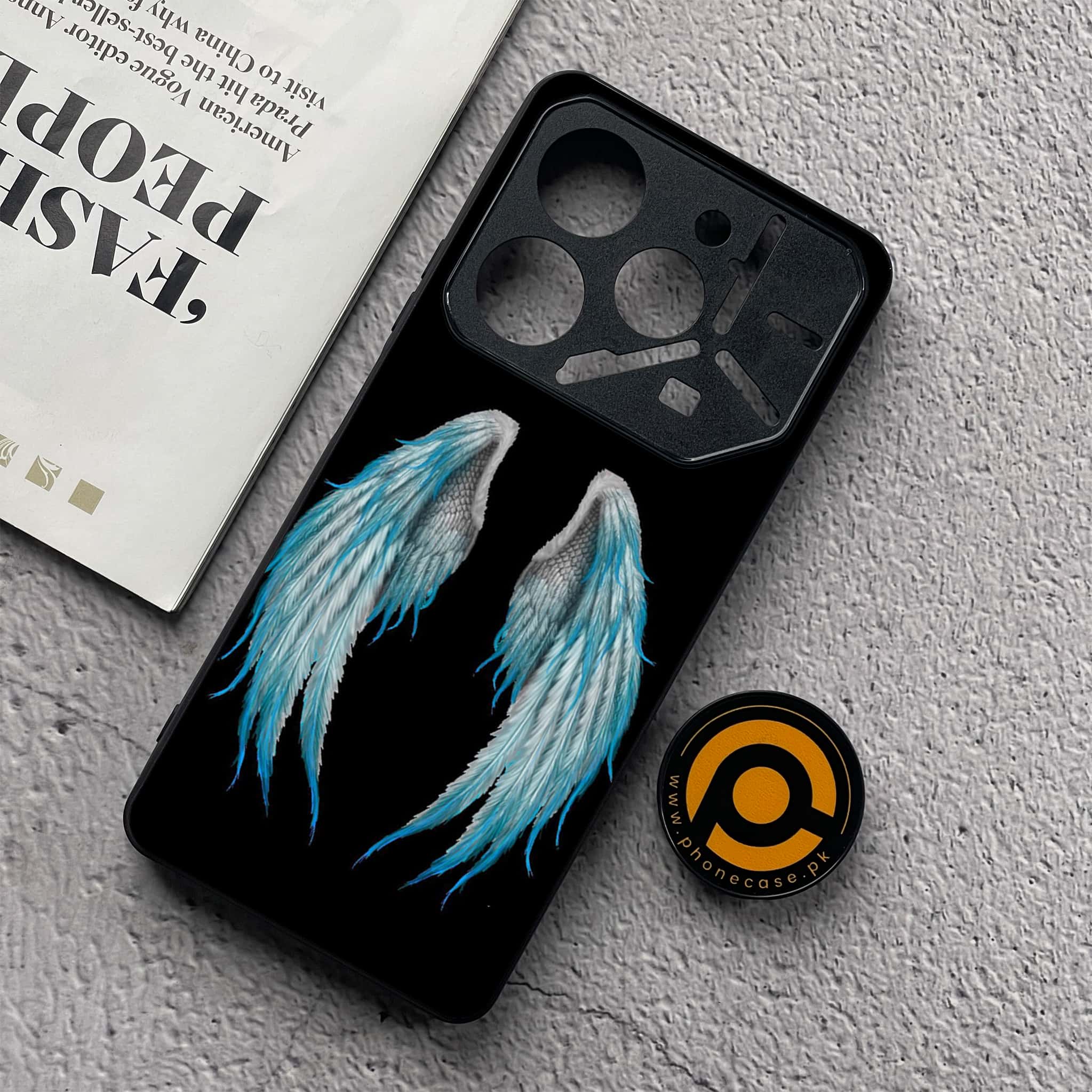 Tecno Pova 6 Neo - Angel Wings Series - Premium Metal  Printed soft Bumper shock Proof Case