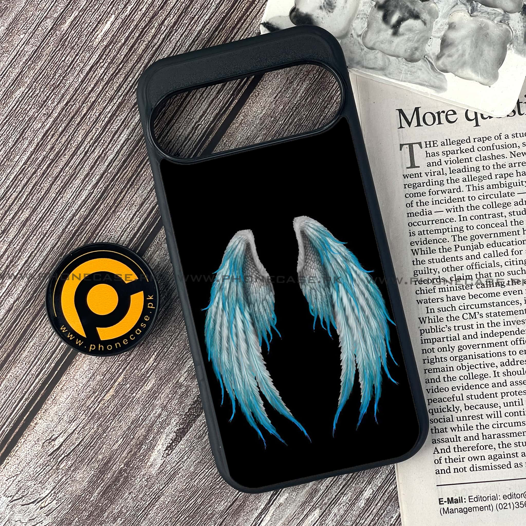 Google Pixel 9 Pro - Angel Wings Series - Premium Printed Glass soft Bumper shock Proof Case