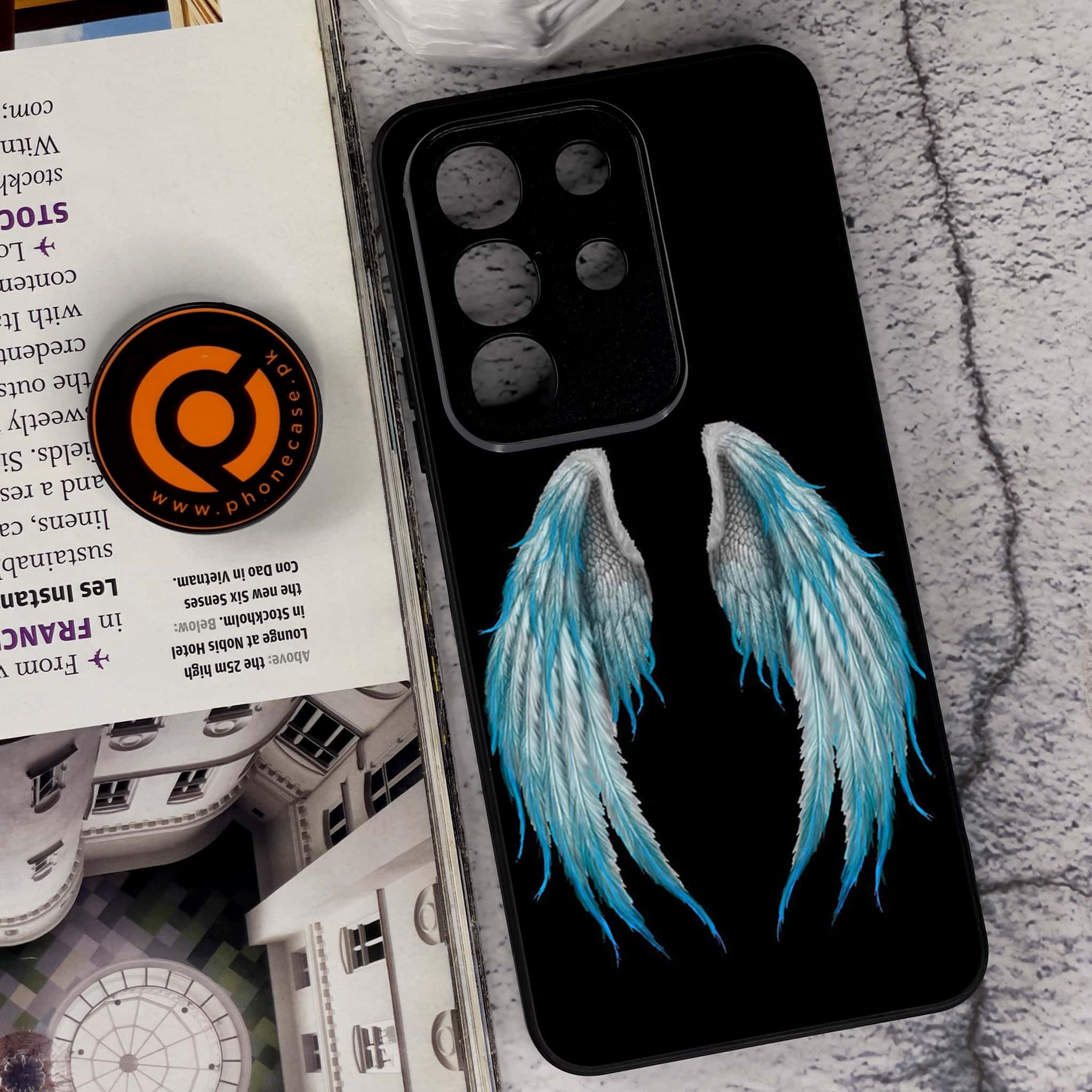 Vivo Y29 4G - Angel Wings Series - Premium Metal Printed soft Bumper Shock Proof Case