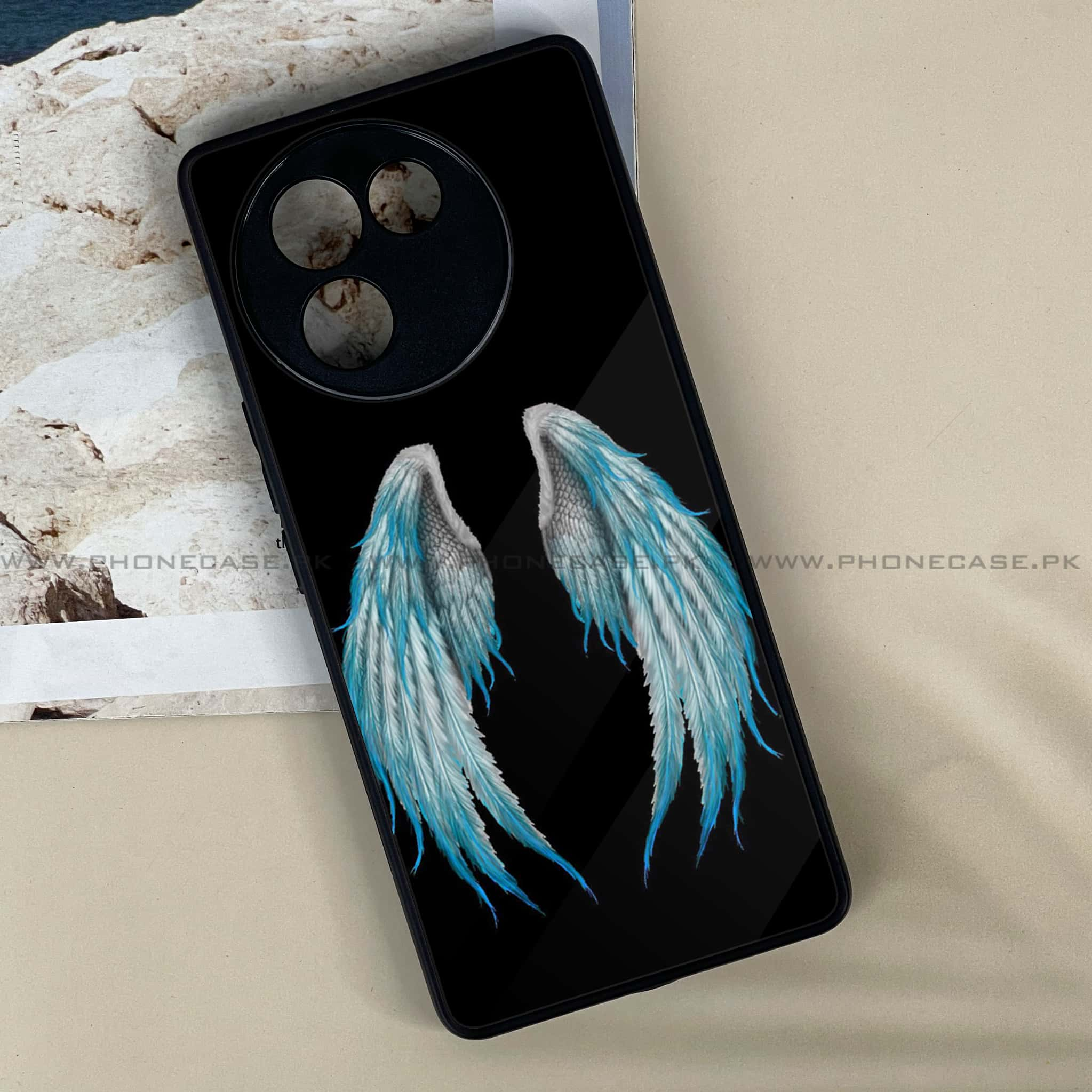 Vivo V30E - Angel Wings Series - Premium Printed Metal soft Bumper shock Proof Case