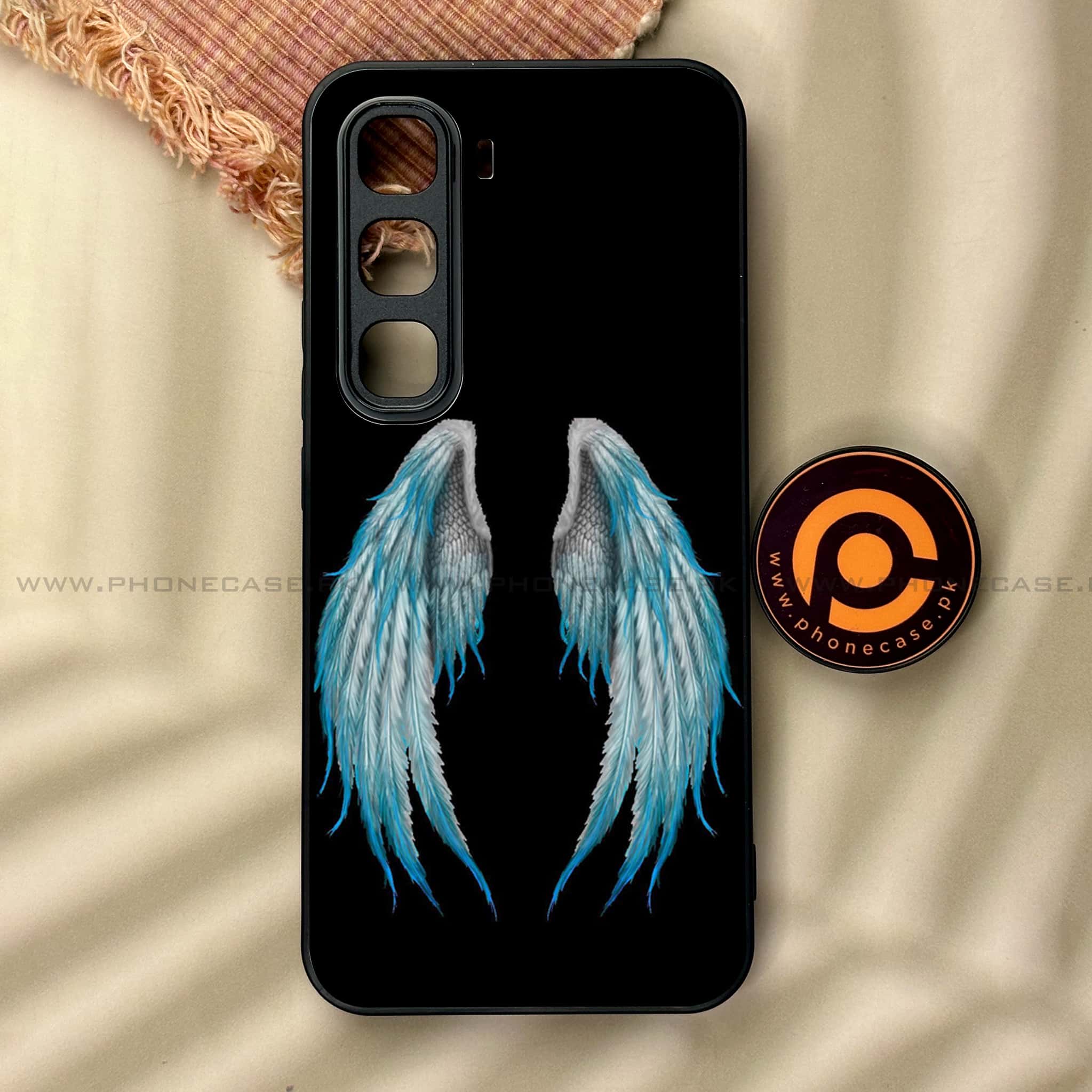 Infinix Hot 60 Pro - Angel Wings Series - Premium Metal Printed soft Bumper shock Proof Case