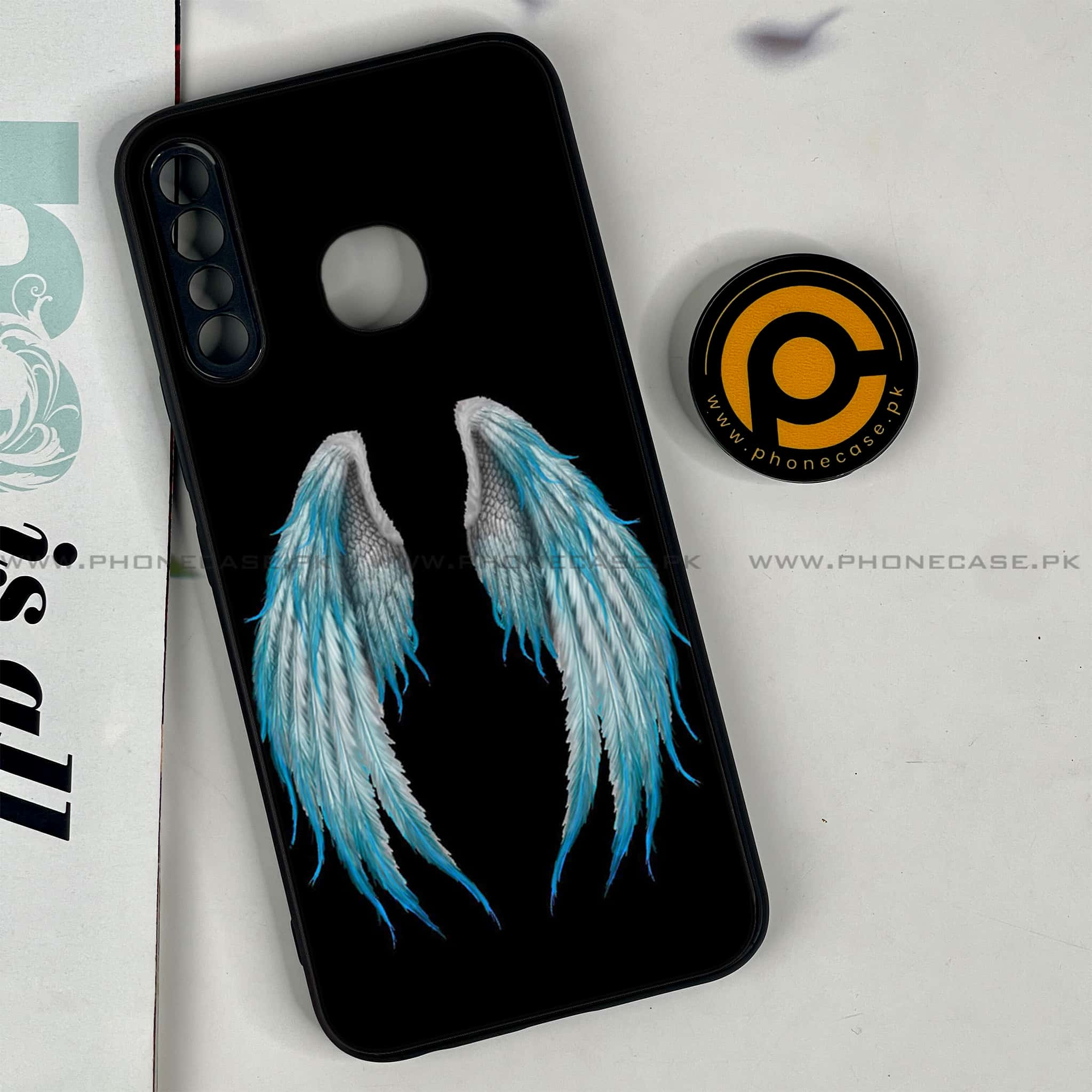 Infinix Hot 8 Lite - Angel Wings Series - Premium Printed Glass soft Bumper shock Proof Case