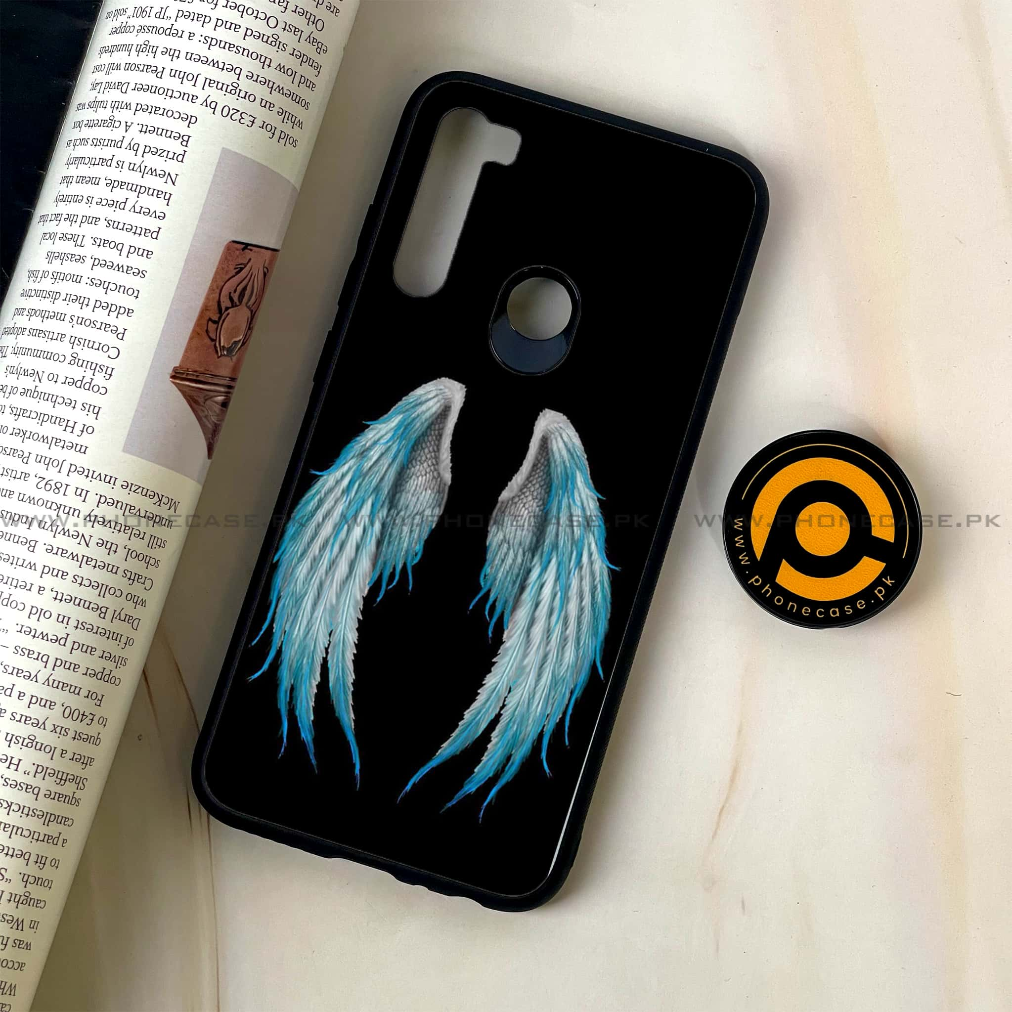 Redmi Note 8 - Angel Wings Series - Premium Printed Glass soft Bumper shock Proof Case