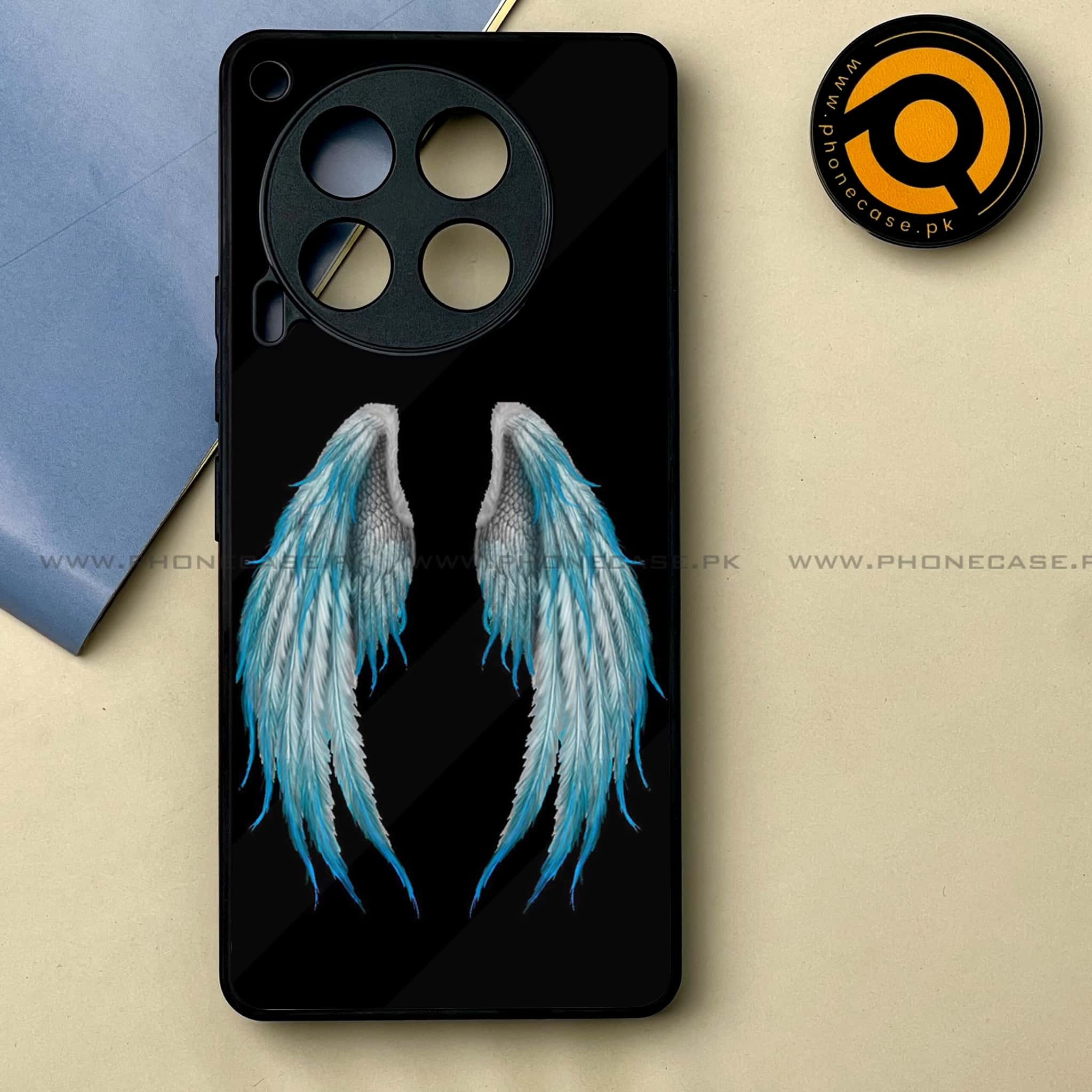 Tecno Camon 30 - Angel Wings Series -  Premium Printed Metal soft Bumper shock Proof Case