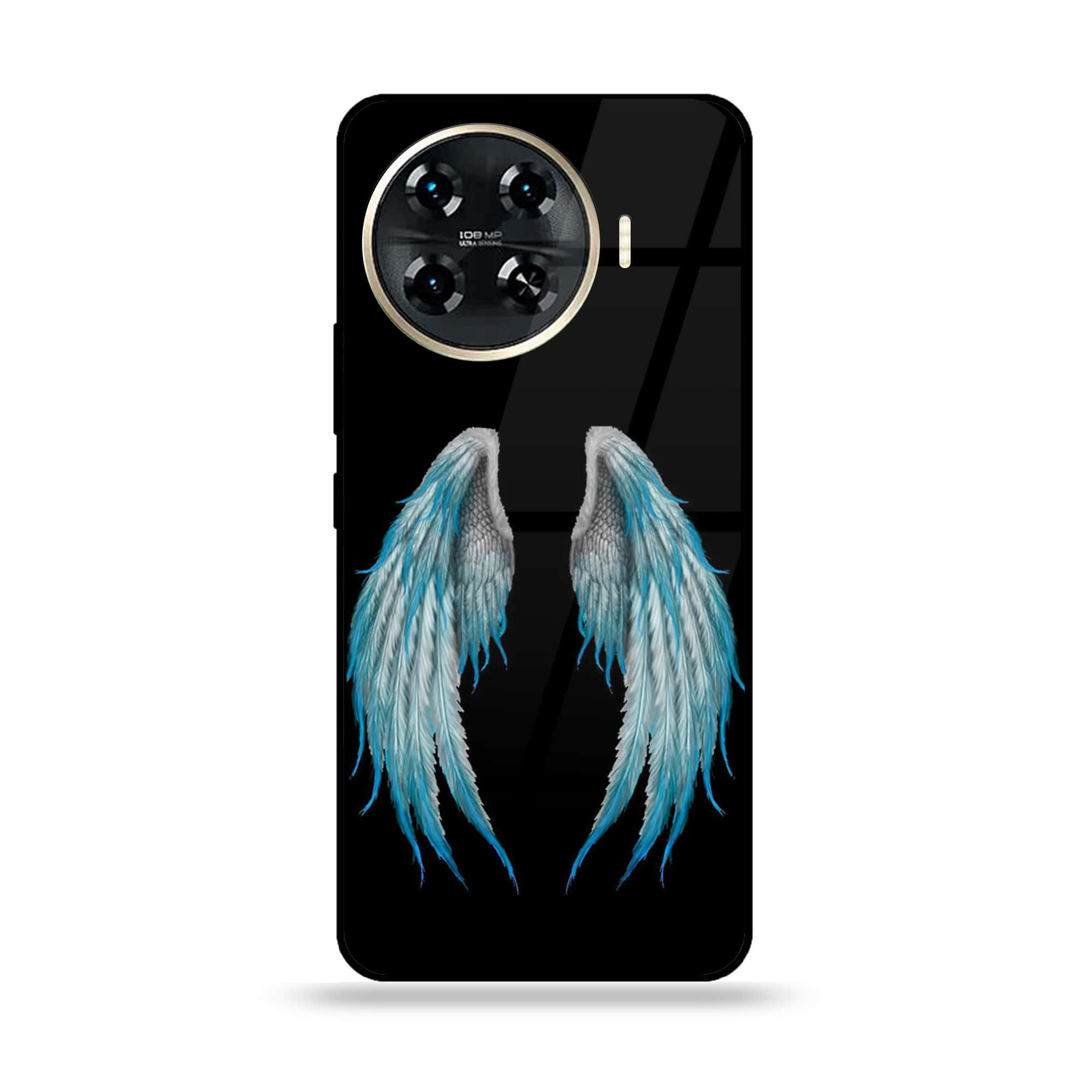 Tecno Spark 20 pro plus - Angel Wings Series - Premium Printed Glass soft Bumper shock Proof Case