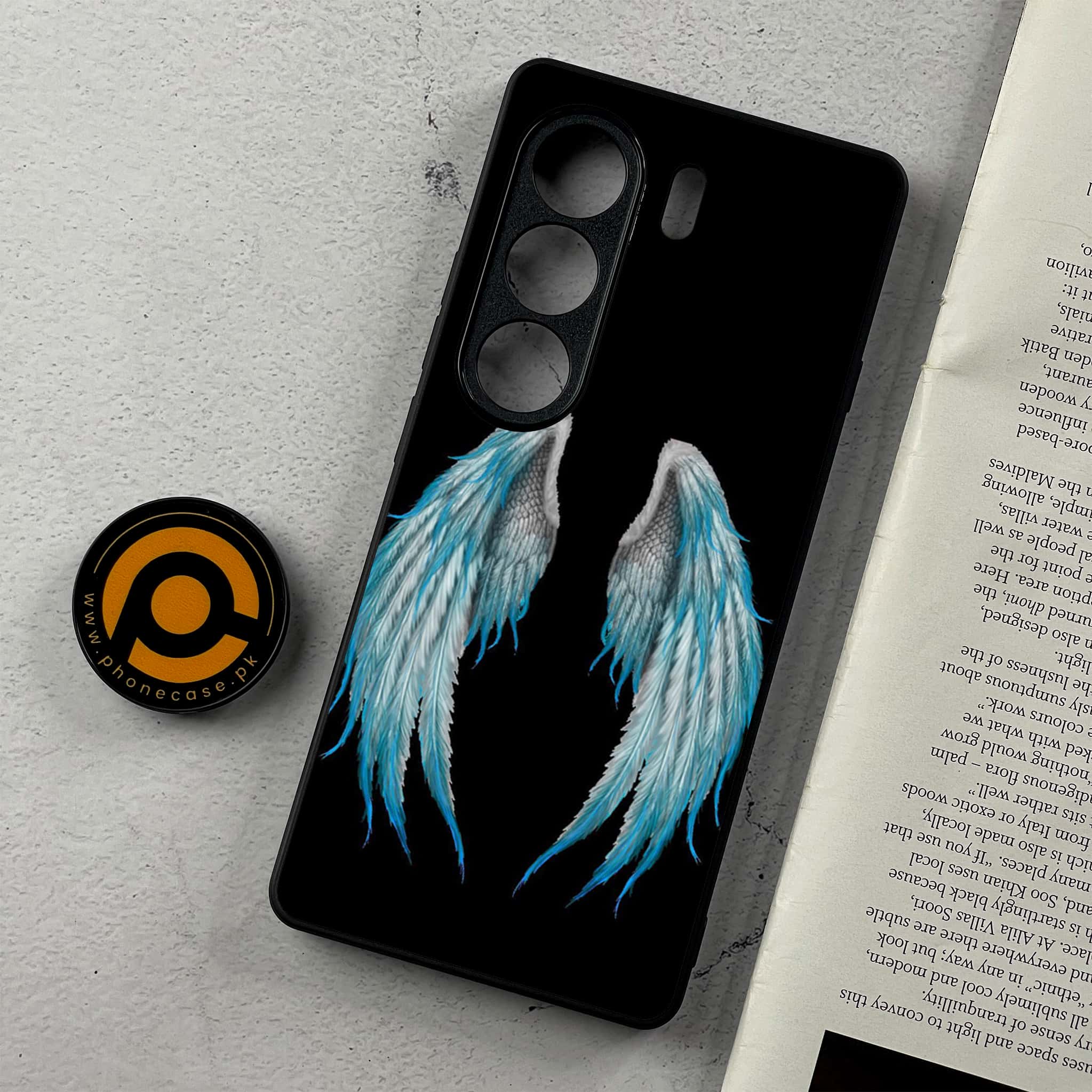 Tecno Camon 40 - Angel Wings Series - Premium Metal Printed Soft Bumper Shockproof Case