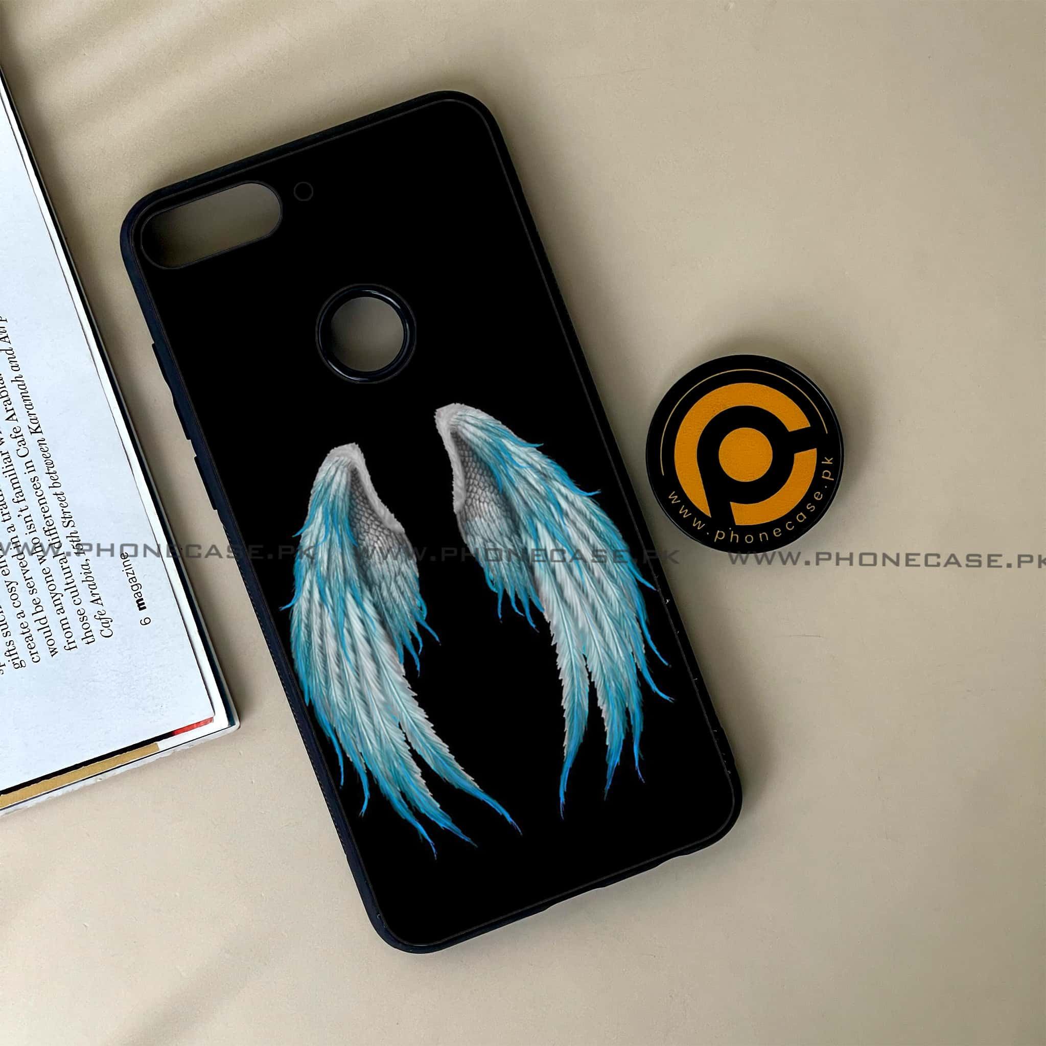 Huawei Y7 Prime (2018) - Angel Wings Series - Premium Printed Glass soft Bumper shock Proof Case