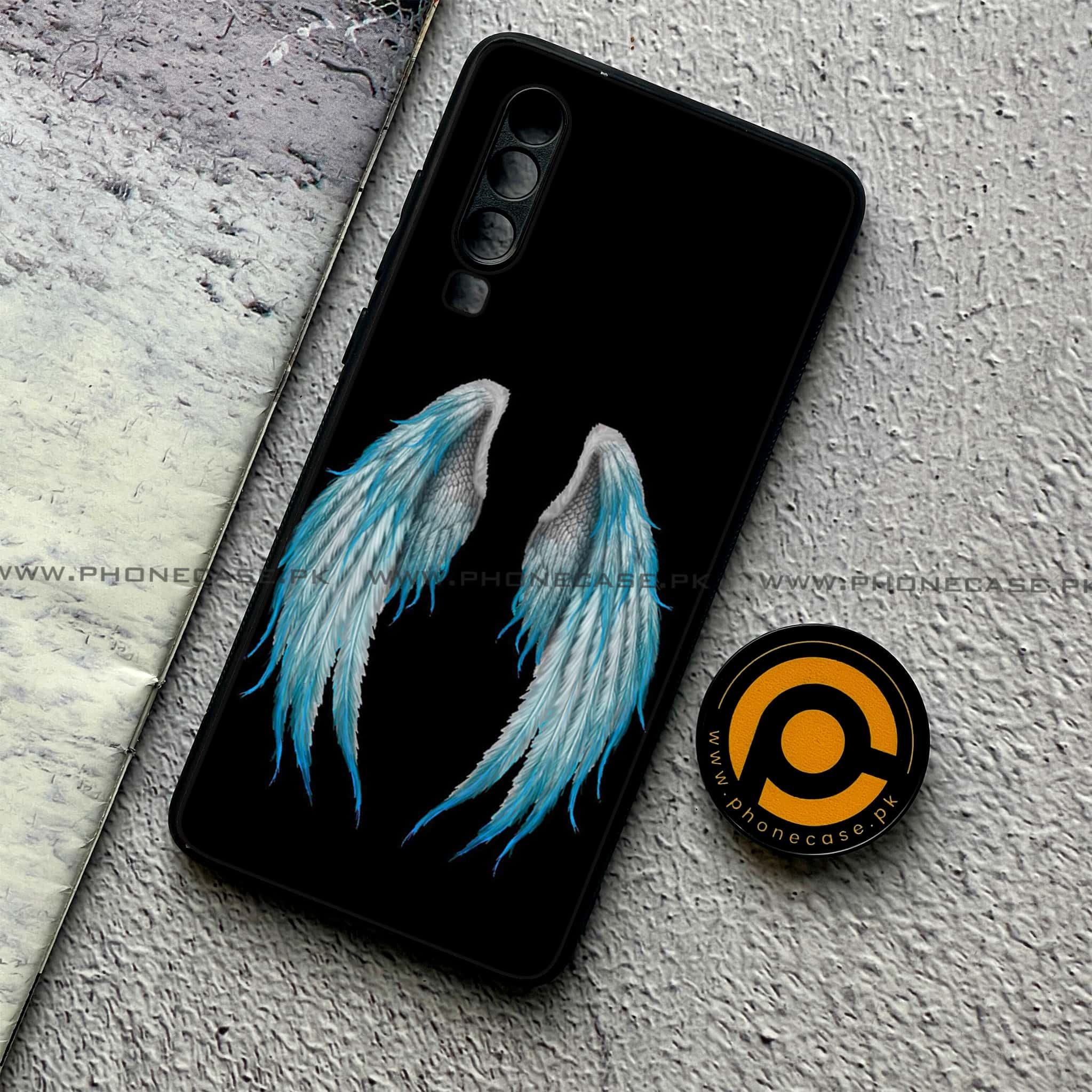 Huawei P30 - Angel Wings Series - Premium Printed Glass soft Bumper shock Proof Case